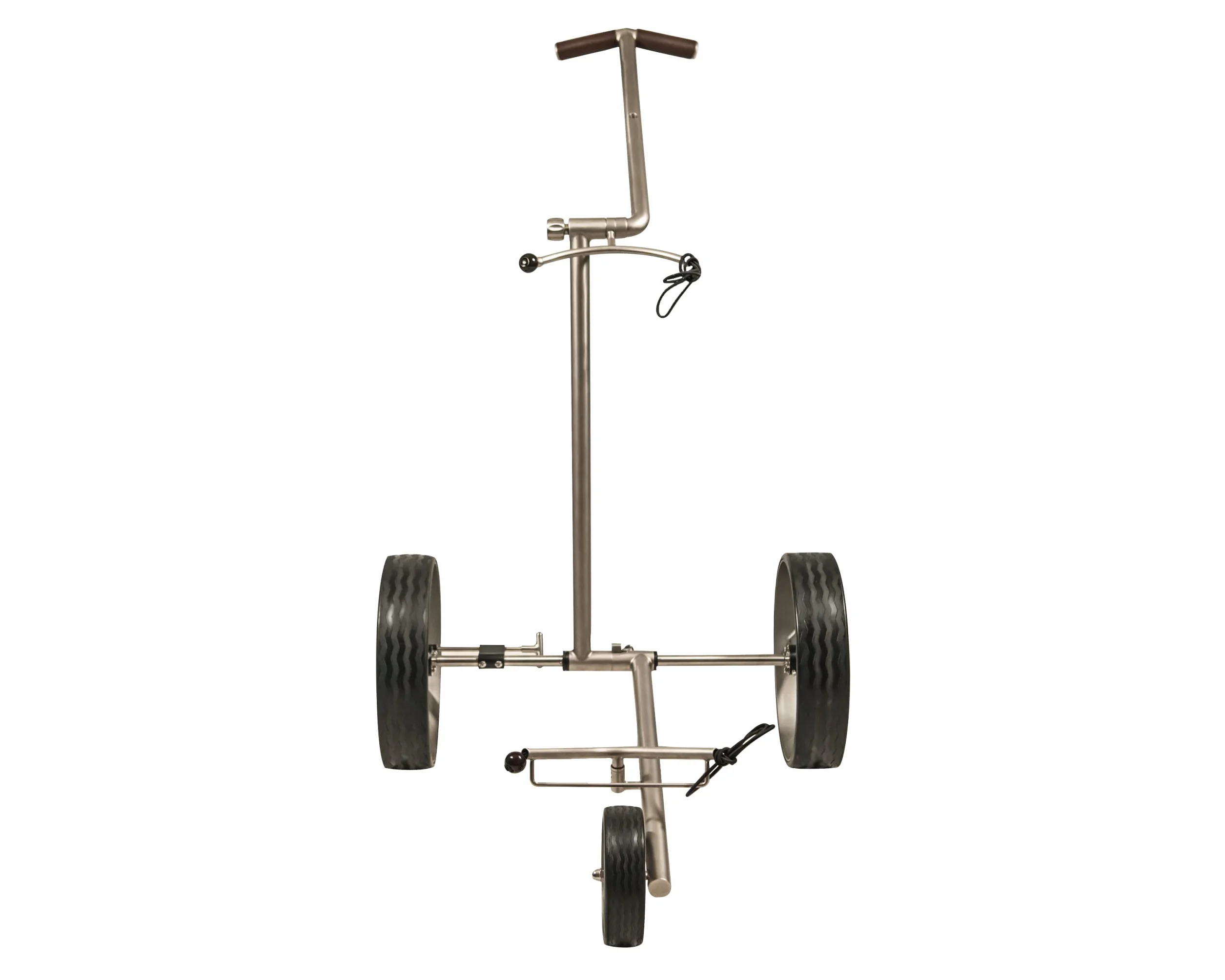 3 Rad Edelstahl Golftrolley Push Golf Trolley F3 Fasan schnell-klappbar schnell-zerlegbar und in Titan-Optik beschichtet, inkl. Transporttasche