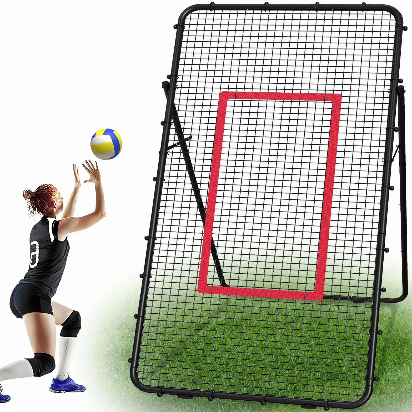 Verstellbares Volleyballnetz, 2,2 x 1,2 m, Volleyball-Trainingsgerät für Lacrosse, Baseball, Fußball, Tennis, Hinterhof, Volleyball, Rebounder, Schlagen, Servieren, Passen, Spike-Übung