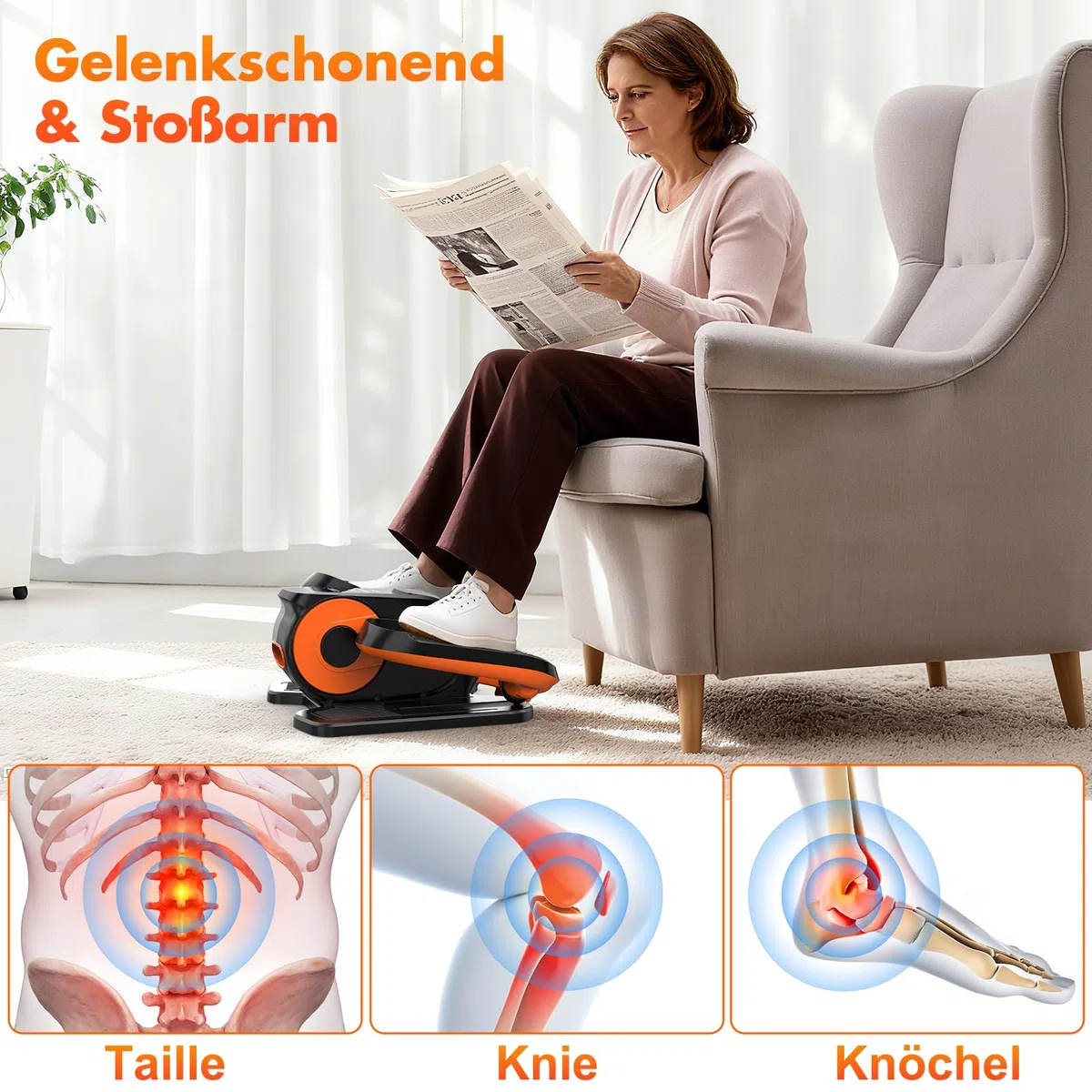XDDIAS Mini Elektrischer Crosstrainer, Untertisch Ellipsentrainer für Zuhause mit Fernbedienung, LED-Display, 12 Geschwindigkeiten, Mini Ellipsentrainer Leise& Tragbar Stepper für Senioren Erwachsene