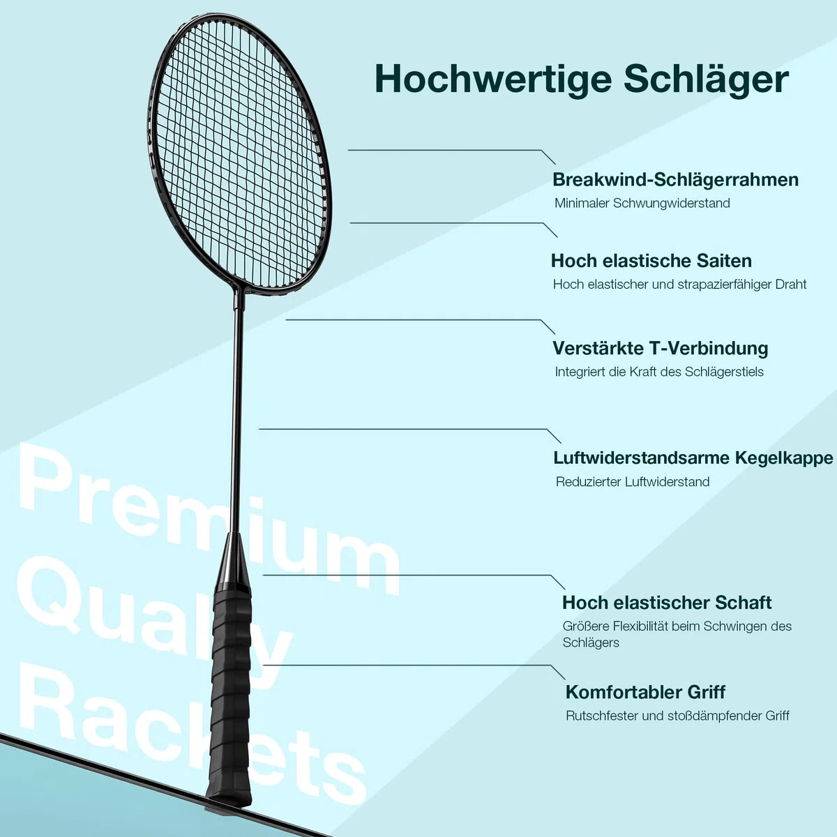 AboveGenius Badmintonschläger-Set, leichtes und langlebiges Badminton-Set (enthält 6/12 Schläger, 6/12 Vögel), Outdoor-Hinterhof- und Schulspiele für Erwachsene, Teenager, Familien und Anfänger