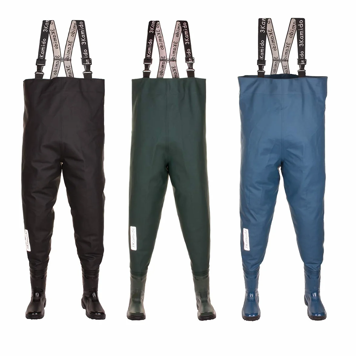 Wathose für Jugendliche, strapazierfähige Hosenträger, Trage- und Aufbewahrungstasche, Solider Sohle, Schwarz und Grün und Denim Blau, 36, 37, 38, 39, 40, 41, 42 EU, Junior Angeln Stiefel
