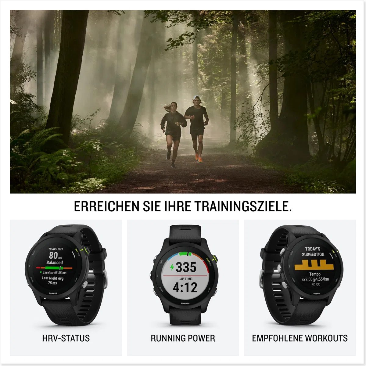 Garmin Forerunner 255 Music – GPS-Laufuhr mit individuellen Trainingsplänen, speziellen Lauffunktionen und detaillierter Trainingsanalyse 1,3" Farbdisplay, Akkulaufzeit bis zu 14 Tage, wasserdicht