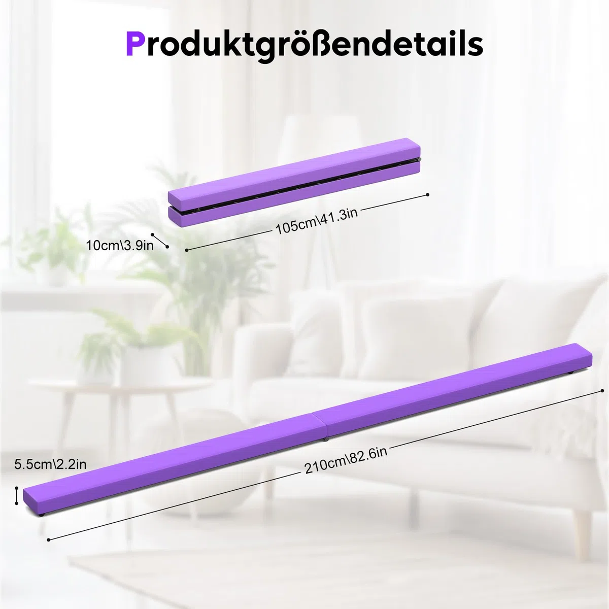 U`King Folding Gymnastik Schwebebalken, Gymnastik bar 2.1m/220 lbs Faux Suede Folding Gymnastik Ausbildung Balance Beam für Home Gym Training Übung Sport