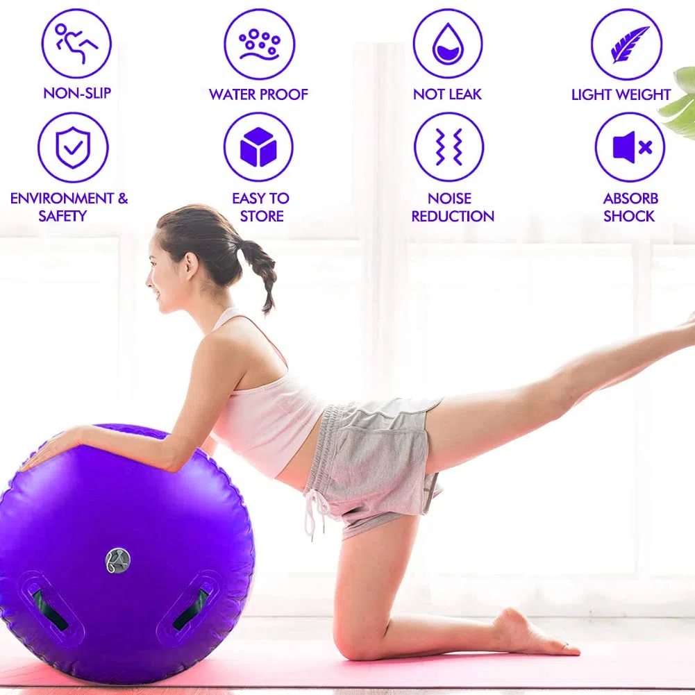 Air Rolle Turnen Aufblasbare Gymnastik Training Zylinder Tumbling Rolle Air Barrel Yoga Roll mit Pumpe(Violett,100x60cm)