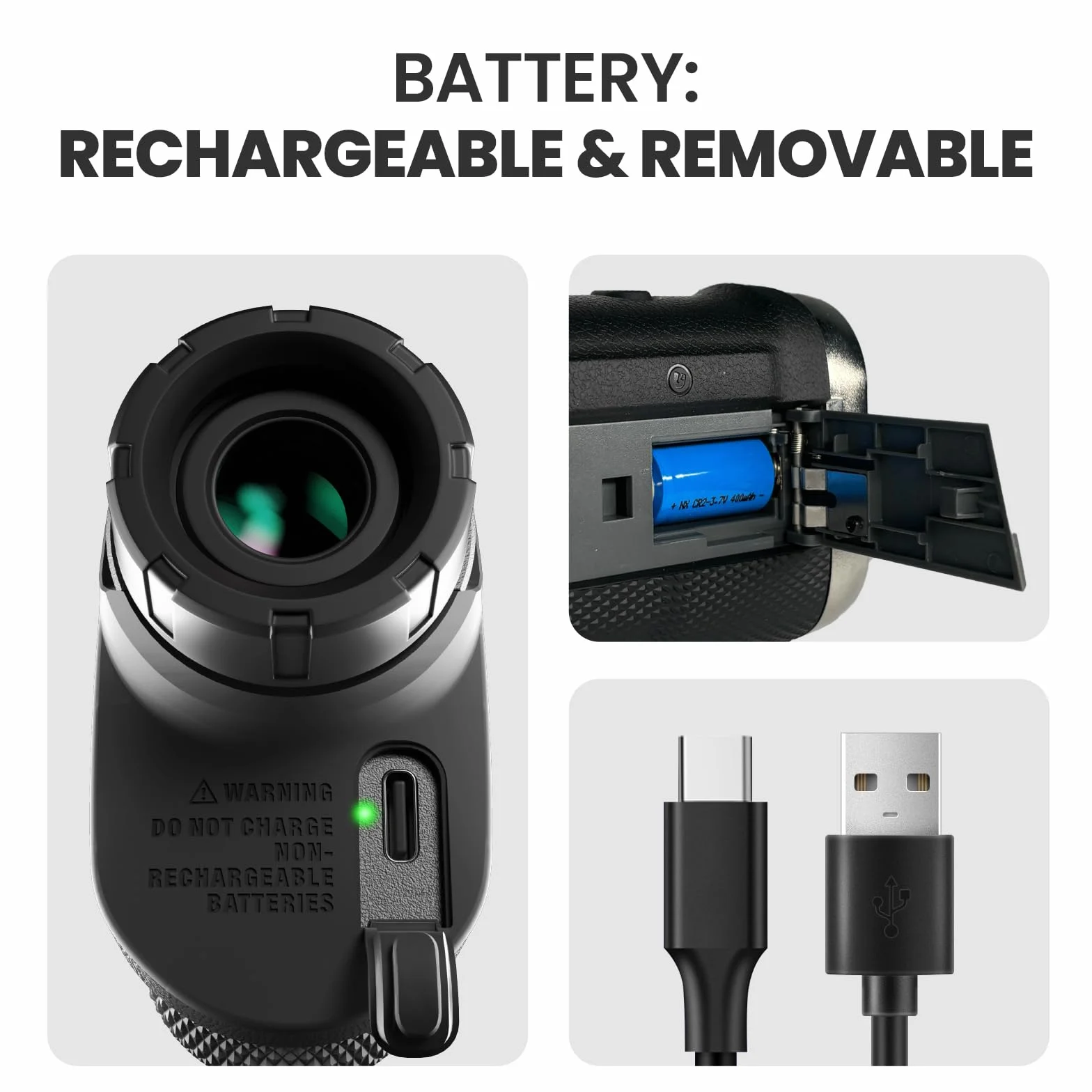 MiLESEEY Wiederaufladbarer Entfernungsmesser Golf, Rangefinder mit Slope On/Off Schalter, Magnetischer Golf Entfernungsmesser 1000M Flag Lock Vibration für Golfwagen, ±0,5M Genauigkeit