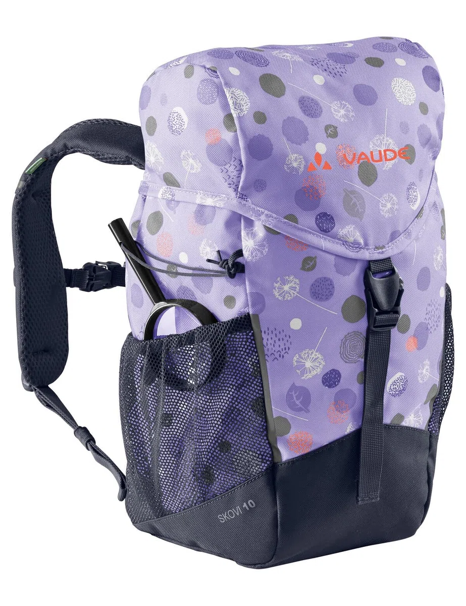 VAUDE Kinderrucksack Skovi für Jungen & Mädchen, komfortabler Wanderrucksack Kinder 10 L in lila, Wetterfester Schulrucksack mit viel Stauraum & reflektierende Elemente, pastel lilac