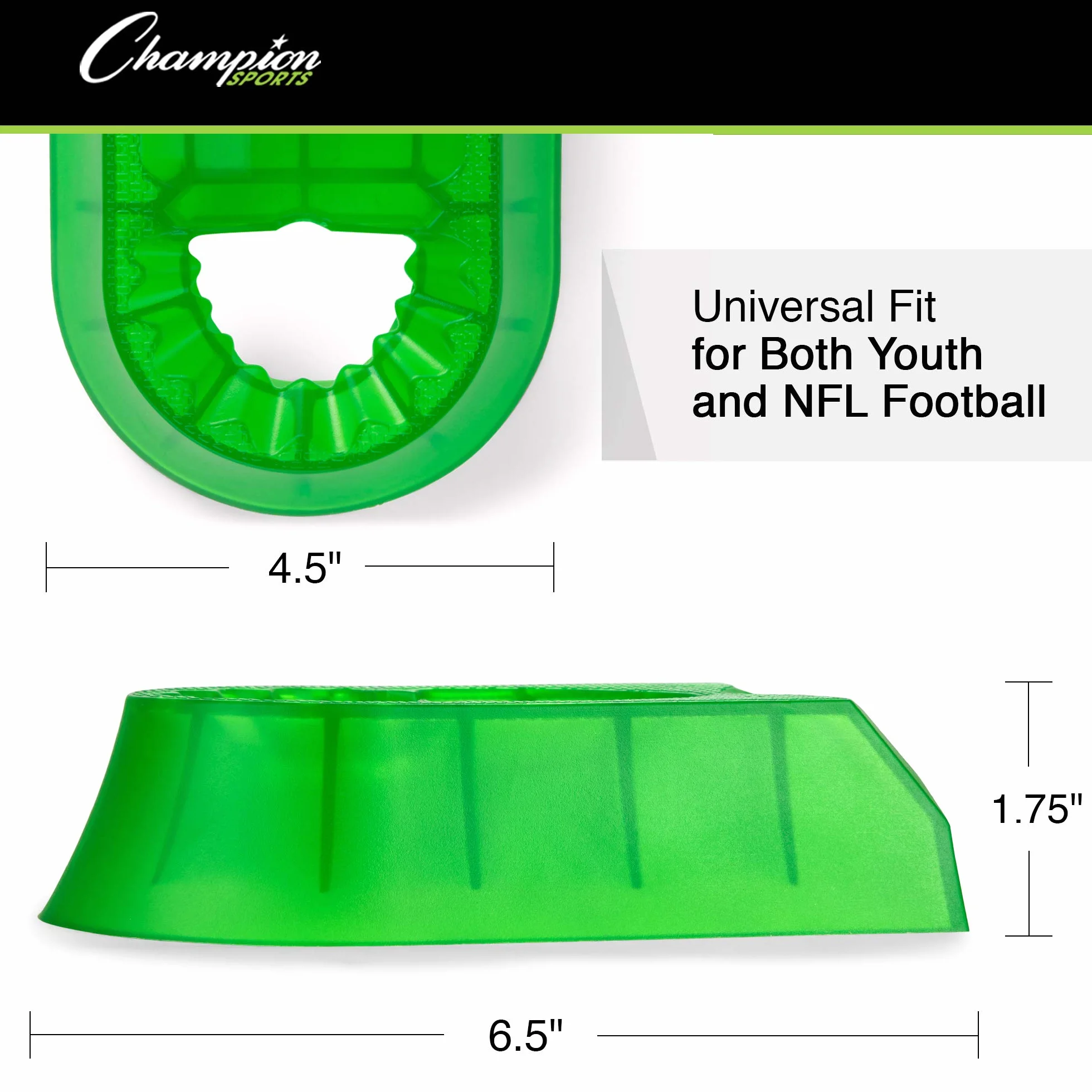 Champion Sports Triplex 3-in-1 Premium Football Kicking Tee for Kickoff Practice, 1” - Ball Holder Tees for Footballs - Kicking Block and Accessories for Adults, Kids, Coaches Green
