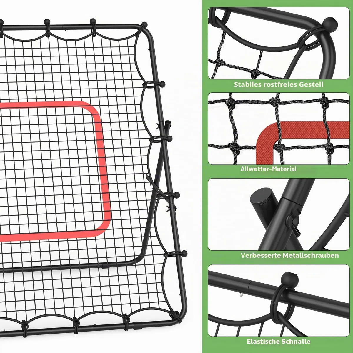 LIANTRAL Volleyball Rebounder Netz, Rebounder für Fußball, tragbares Trainingsgerät für Volleyball, Fußball, Baseball, verstellbares Kickback-Ziel für Schießen, Pass und Kontrolltraining, 1,2 x 1,4 m