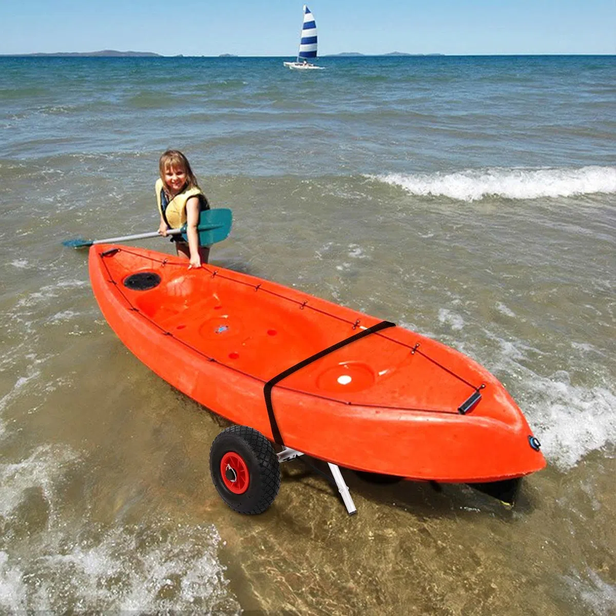 KingSaid Kajakwagen Faltbarer Bootswagen Aluminium Kajak Transportwagen 100kg Traglast