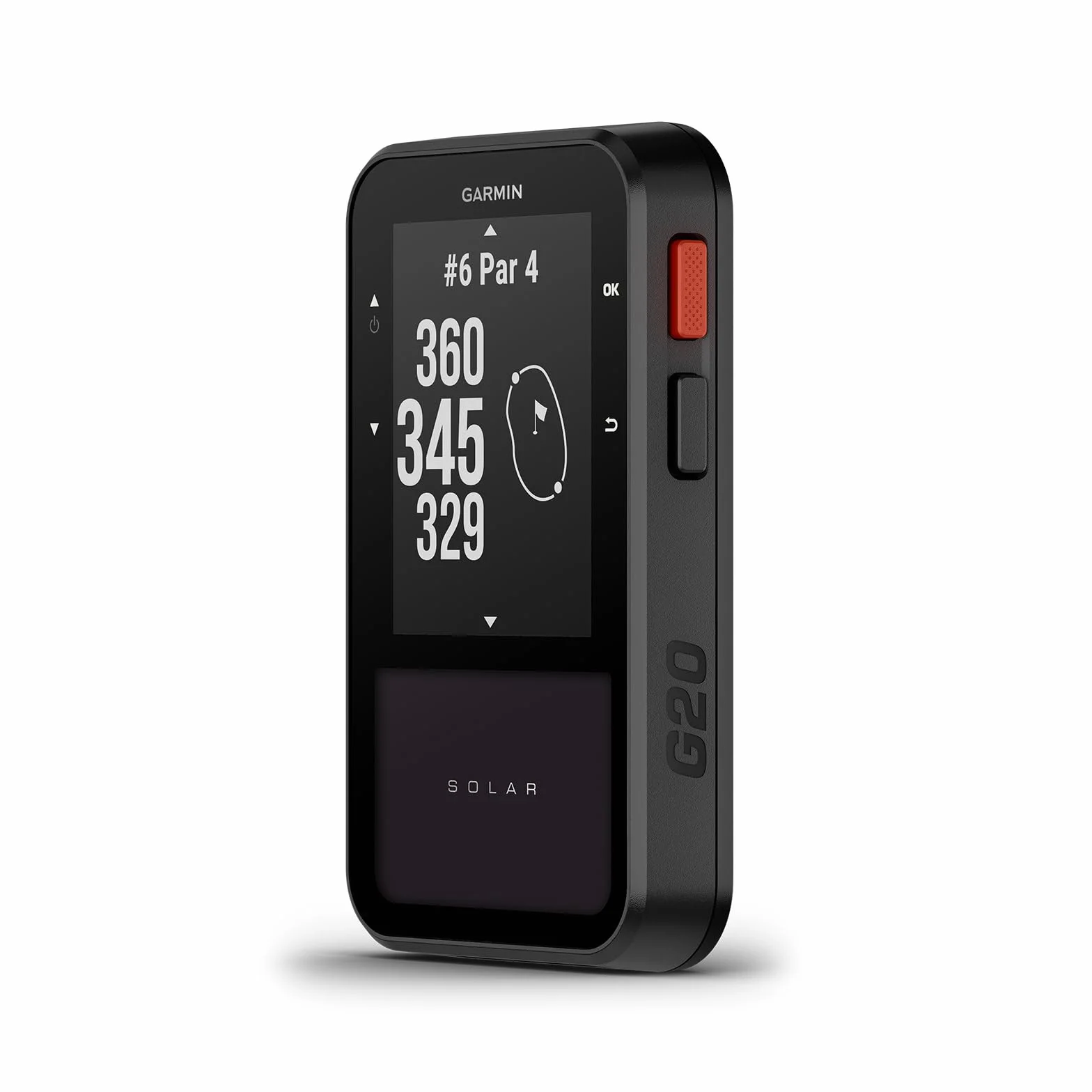 Garmin Approach G20 Solar - Golf-Handgerät mit 2,2"-Display, Solarladung für eine Lange Akkulaufzeit, Entfernungsangaben zu Hindernissen und zum Grün und über 43.000 Golfplätze weltweit
