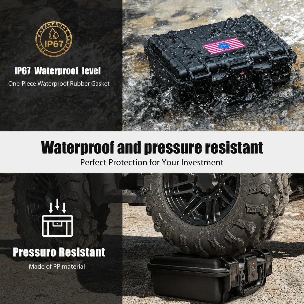 Kinghardcase Pistolenkoffer Waffenkoffer TSA Waffenbox Hartgewehrbox DIY Wasserdicht TSA Zugelassenes Abschließbar mit Schaumstoff Stoßfest Hartgehäuse für Pistolen