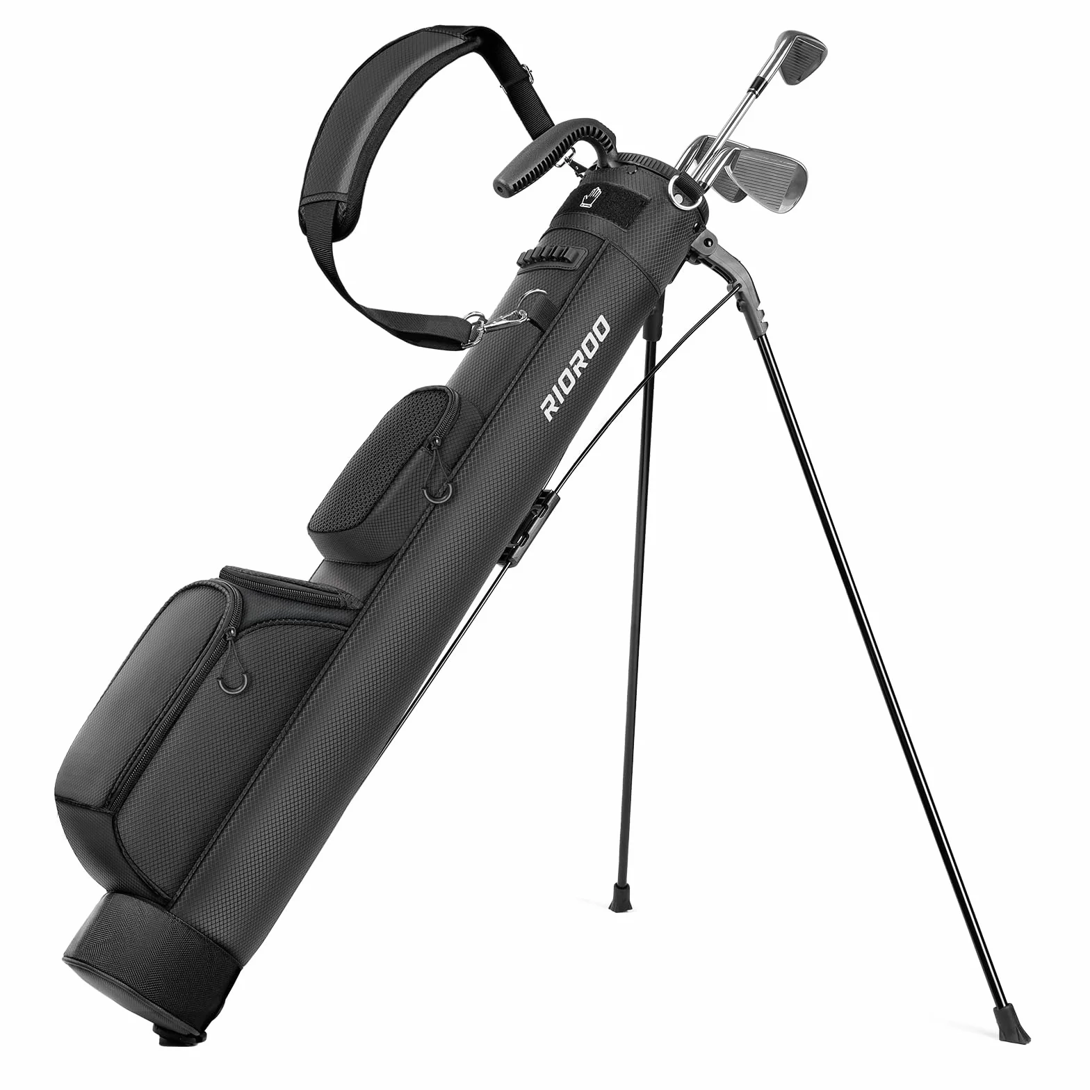 Golf Stand Bag Golf Stand Tragetasche mit Riemen Tasche 2-Wege-Teiler 3 Taschen Leichtgewicht einfach zu tragen für die Driving Range, Par 3, und Executive Kurse