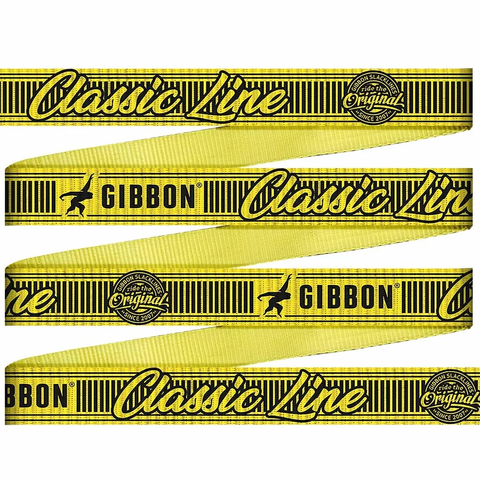 Gibbon Slacklines Slackline Set Gibbon Slacklines Classic, Gelb,15 Meter Komplettset