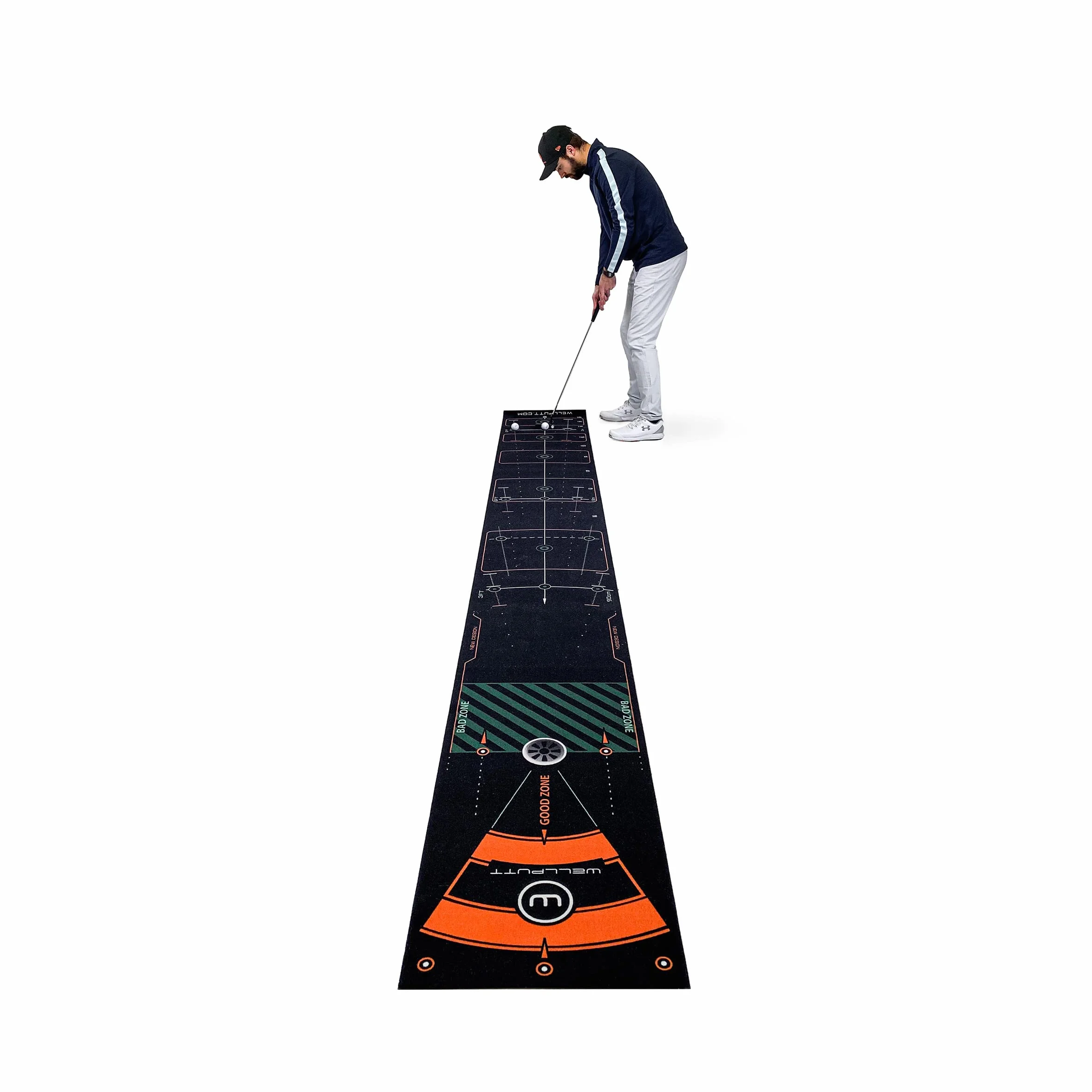 WELLPUTT - Puttingmatte Golftraining - 4m schwarz