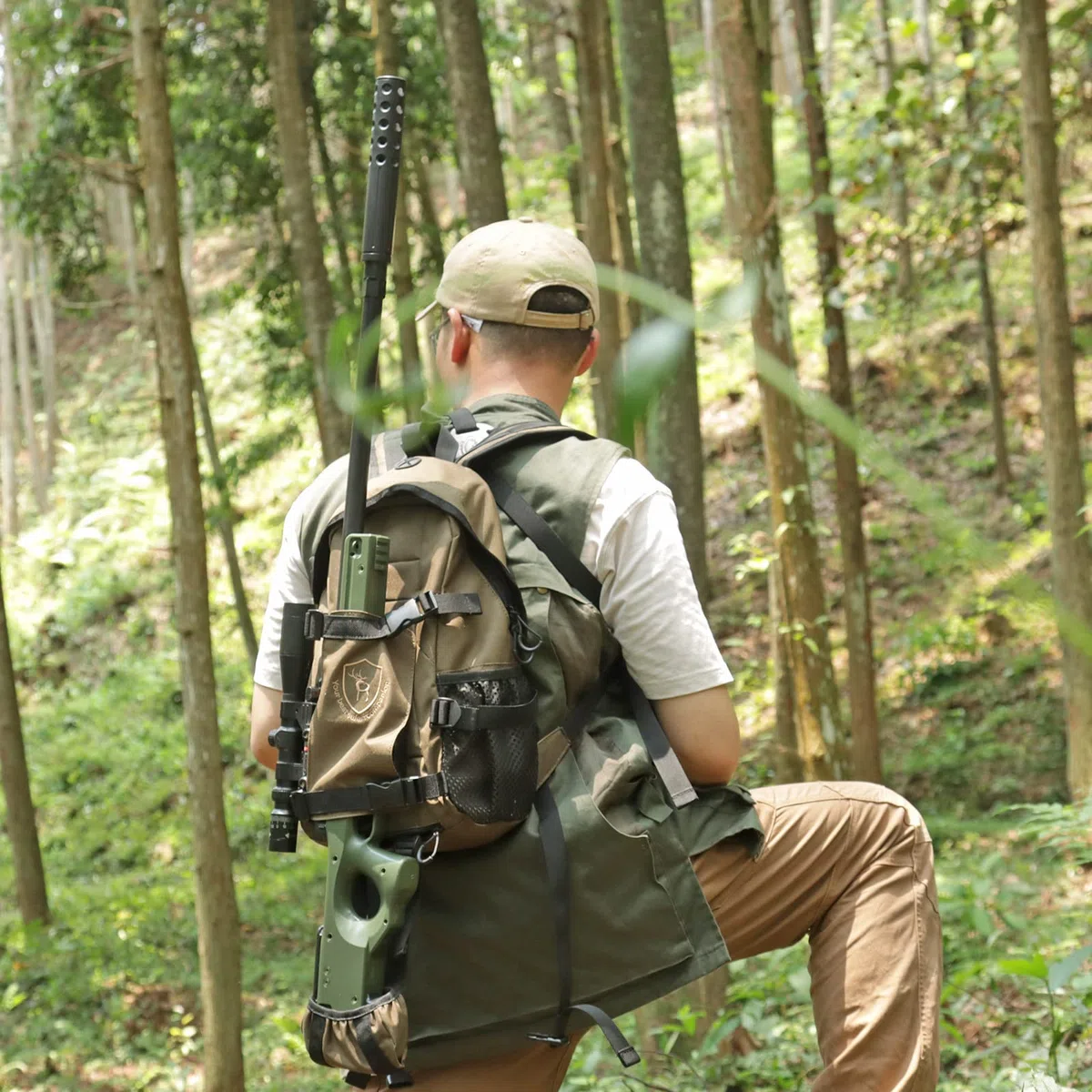 TOURBON klein Jagd Rucksack Day Pack Rusack Jagdrucksack mit Gewehr Pistole Halter - Grün
