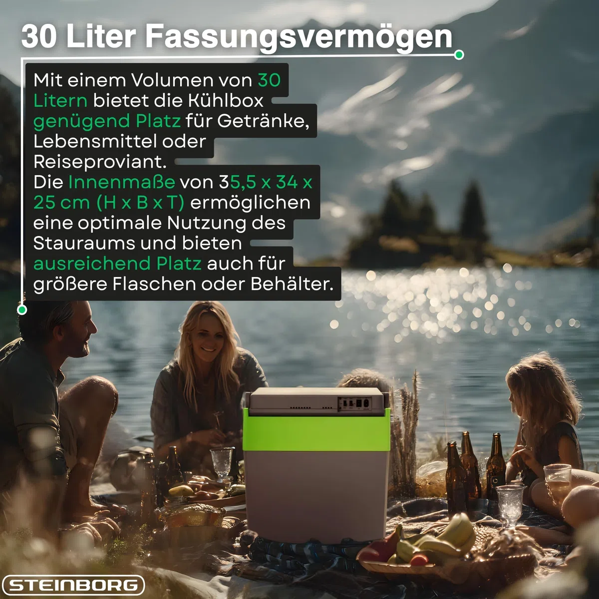30 Liter 2in1 Kühlbox | Elektrische Kühlbox | Kühltasche | Isoliertasche | Thermobox | Warmhaltebox | Auto | Camping | Thermal Kühlbox