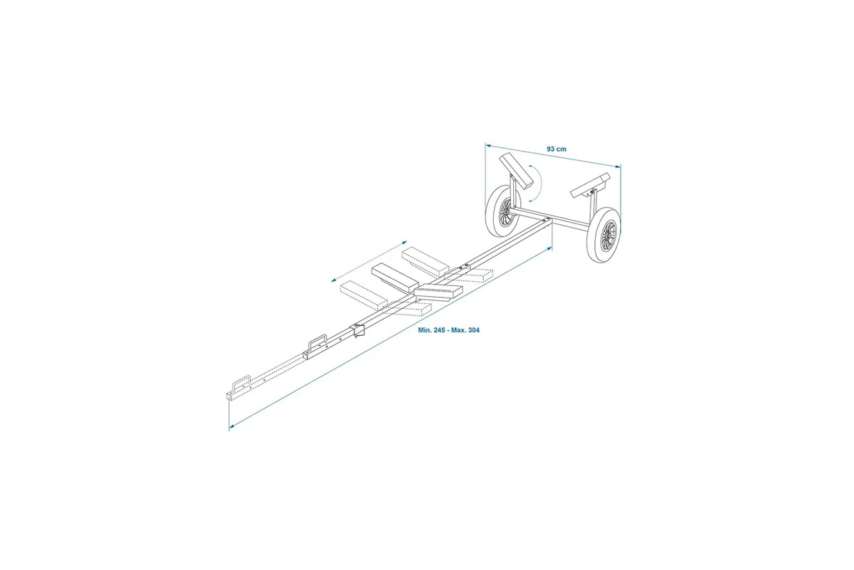 ProPlus Trailer Bootswagen 245-304cm Slipwagen Kajakwagen Kanuwagen Schlauchboot Wagen Handtrailer