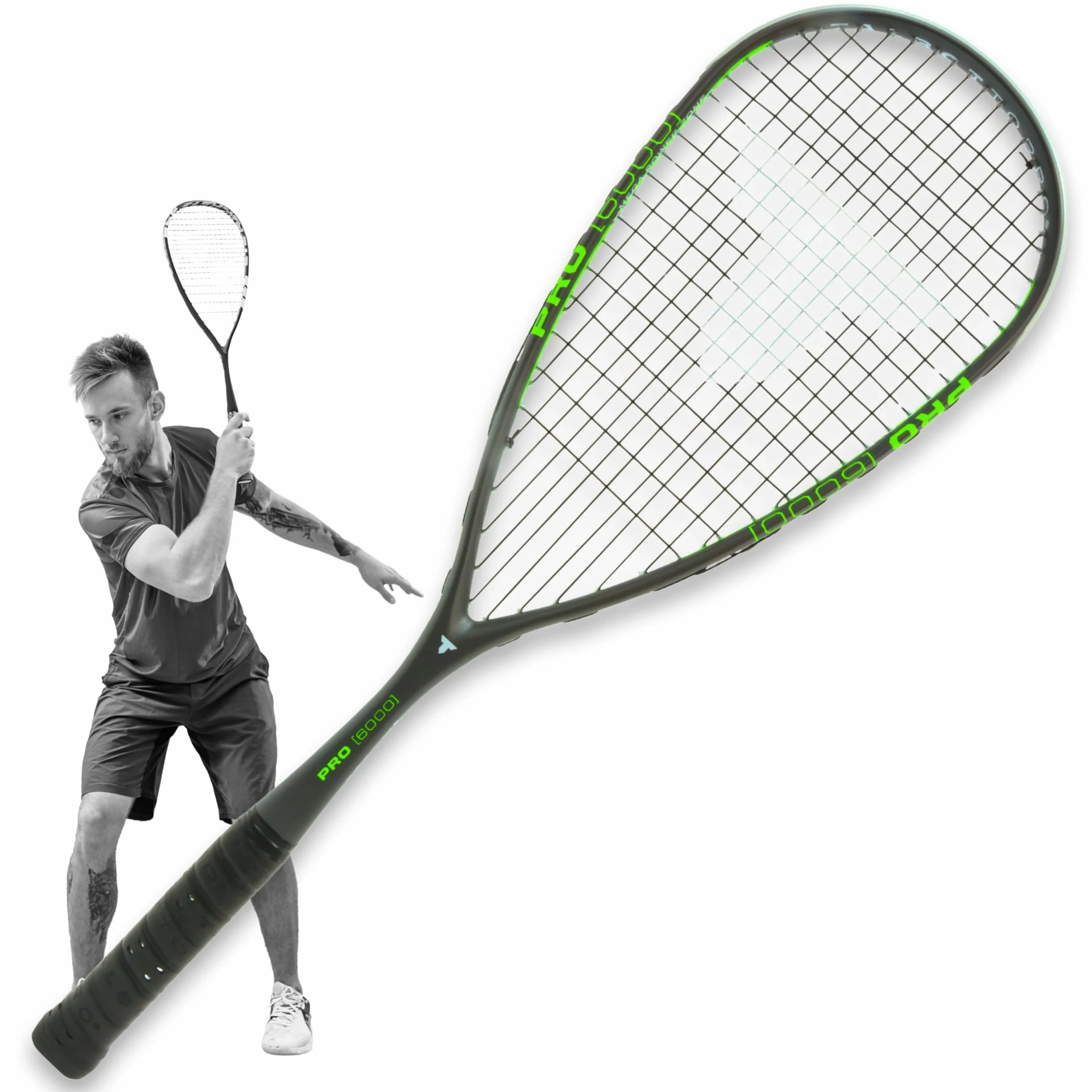 Talbot-Torro Squash-Schläger PRO 6000 - Ultraleicht & kraftvoll I Carbon4 I Offensiv-Plus für maximale Ballbeschleunigung I Besaitet & spielbereit I Für fortgeschrittene Spieler