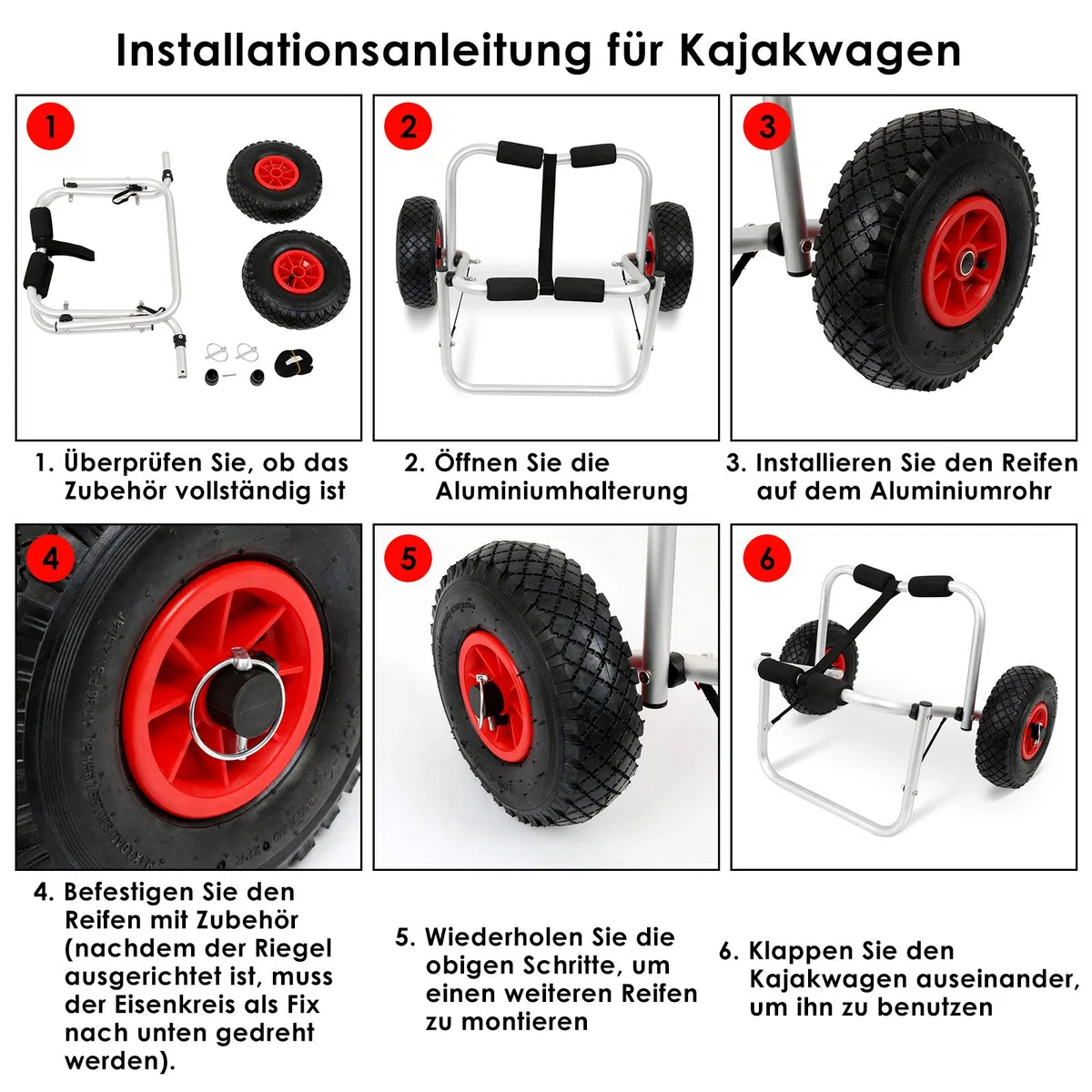 Kajakwagen bis 80 kg Faltbarer Spannriemen Aluminium Bootstrailer Kanuwagen Transportwagen Surfwagen