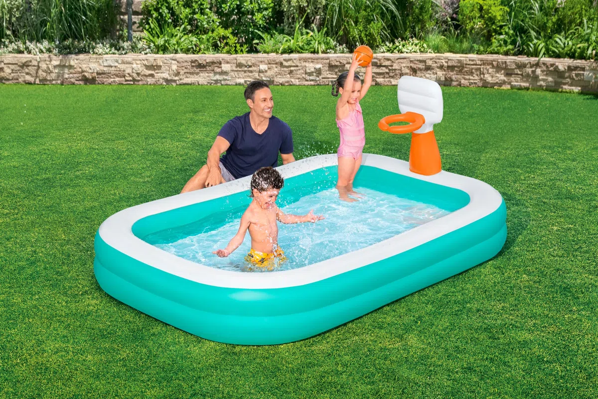 Bestway Family Pool Dunk N' Splash mit Basketballkörben 251 x 168 x 102 cm
