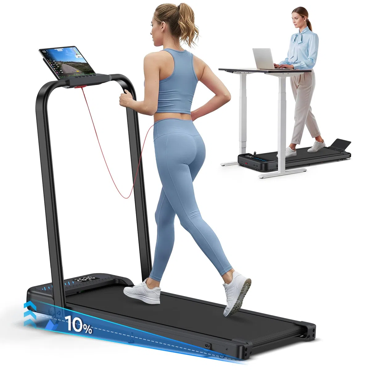 Laufband für Zuhause Klappbar, 6 in 1 Walking Pad mit Steigung, 3.0PS Klappbares Laufband für Zuhause & Büro mit LED-Anzeige, Treadmill for Home, Leise Laufband mit APP, Bis 150 kg,Keine Installation