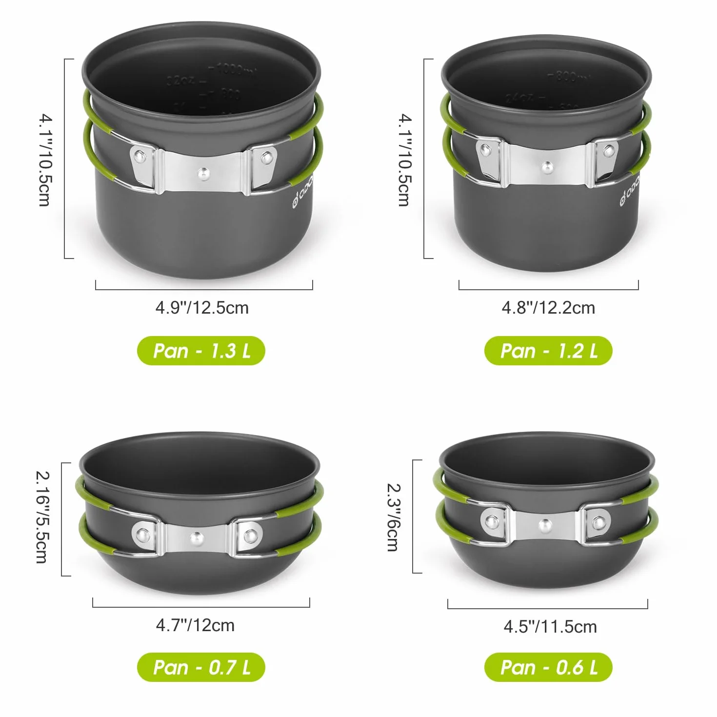 Odoland Camping Geschirr Set 16 PCS für 2 Personen Outdoor Kochgeschirr aus Aluminium und Edelstahl Camping Töpfe Becher Faltbare Besteck Mini Campingkocher für Outdoor Geschirr Picknick Wandern