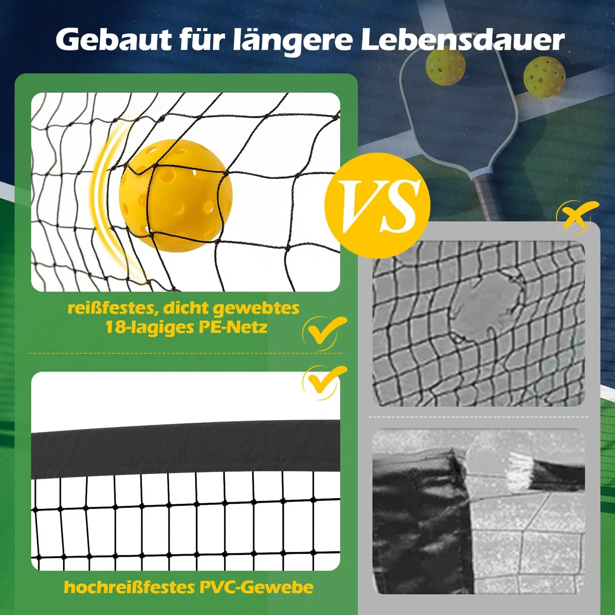 COSTWAY tragbares Pickleball Netz mit Rollen, 6,7 m Pickleball-System in offizieller Größe mit Metallrahmen & Tragetasche, Tennisnetz Outdoor wetterfest, Volleyballnetz für Hinterhof, Auffahrt
