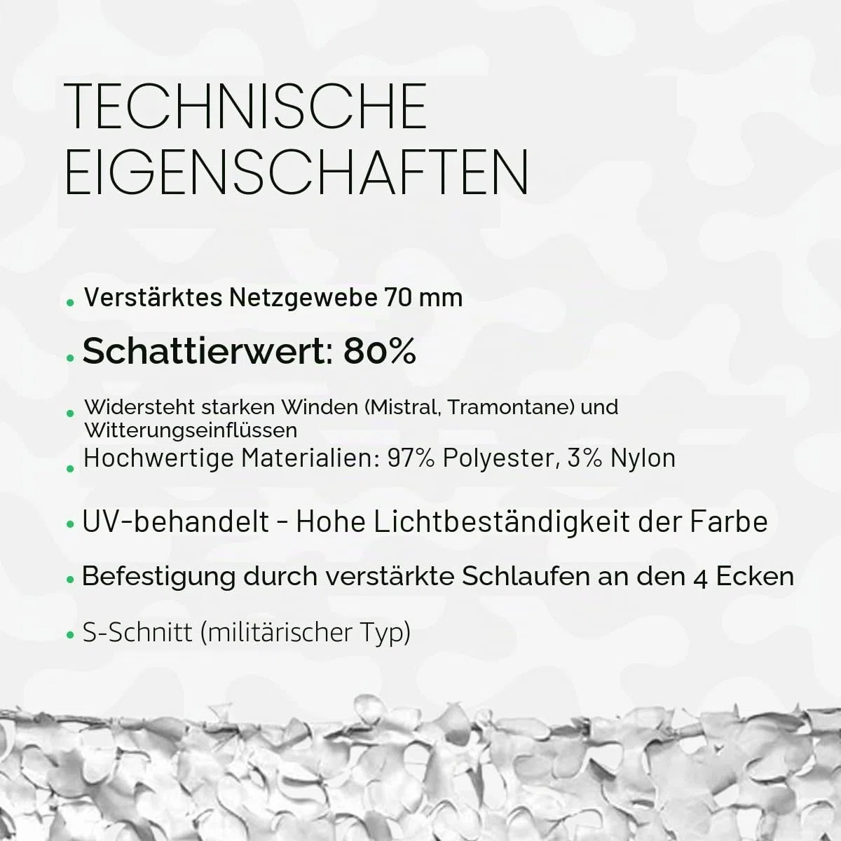 Tarnnetz weiß robust Sonnenschutz UV-Schutz Terrasse Pergola Garten