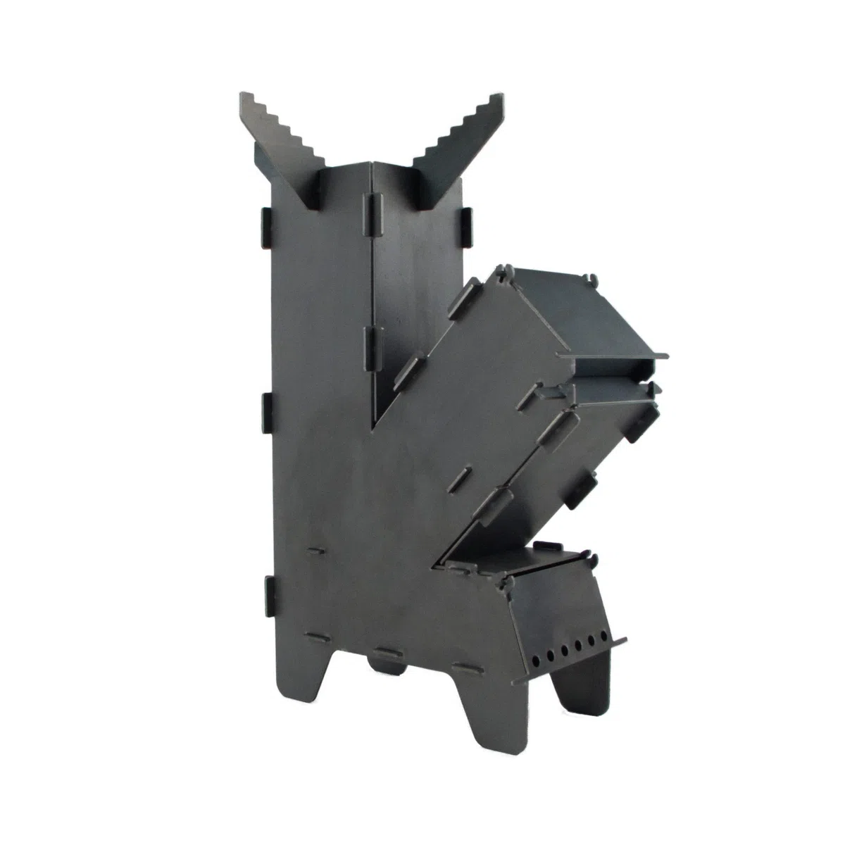 Fire World Raketenofen inkl. 5 mm Grillplatte Rocket Stove Stecksystem aus massivem 3 mm dickem Stahl Feuerschale BBQ Rakete Holzofen Camping Campingkocher Campinggrill Made in Germany