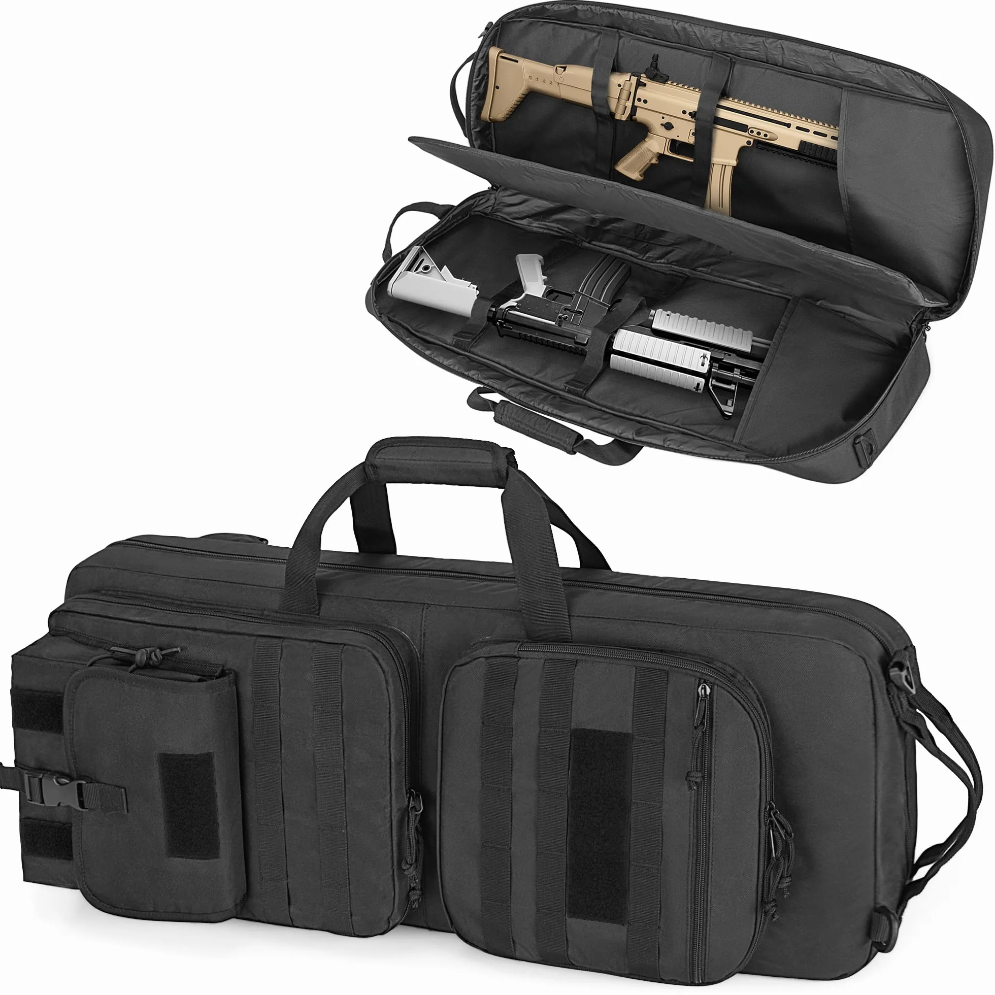 DSLEAF Gewehrtasche für 71 cm Gewehr, gepolsterter Gewehrrucksack mit abschließbaren Reißverschlüssen und Taschen für Zubehör, Taktische Gewehrtasche mit kurzem Lauf, perfekt zum Schießen und Jagen