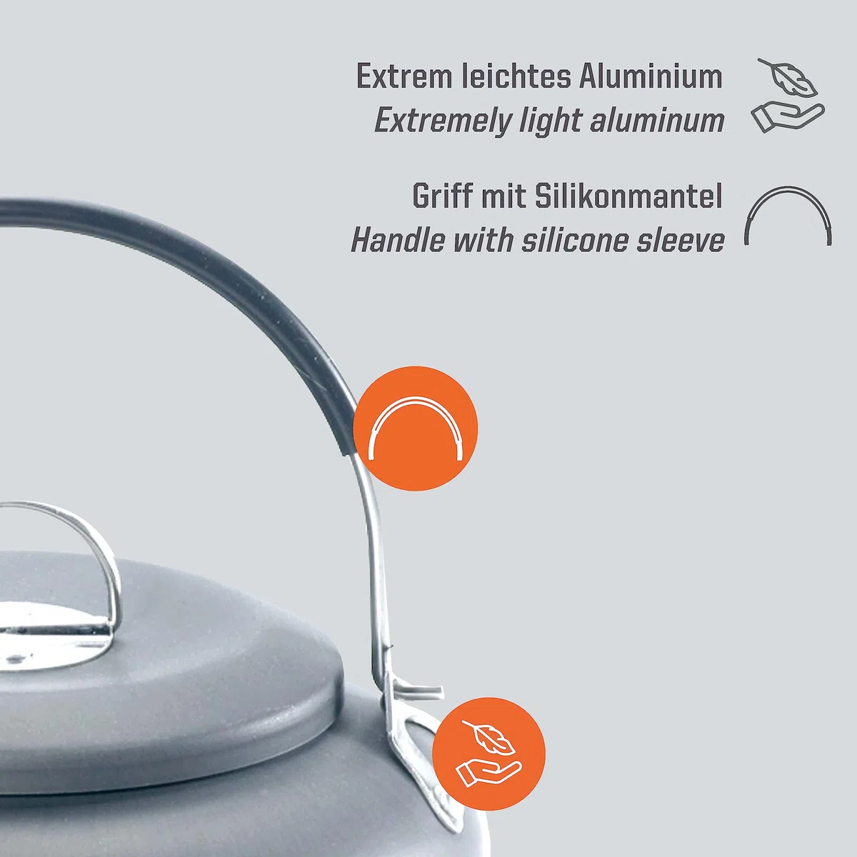 Esbit Wasserkessel - Camping Wasserkocher - 1400 ml Fassungsvermögen - aus hartanodisiertem Aluminium - mit klappbarem Haltegriff