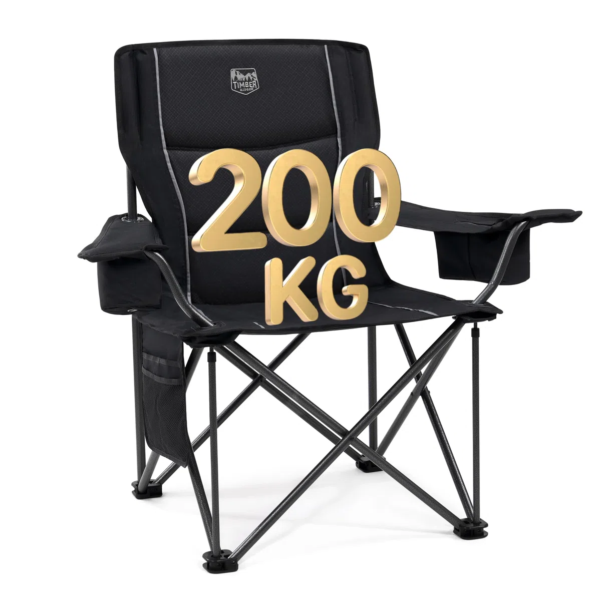 TIMBER RIDGE Campingstuhl Faltbar 200KG Übergroß 63cm Sitzbreit Klappstuhl Camping Bequem Gepolster mit Isolierte Kühltasche Camping Sessel Faltstuhl Gartenstuhl Anglerstuhl