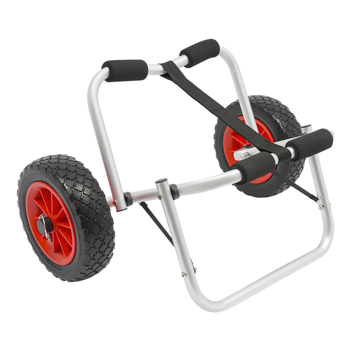 Faltbarer Kajakwagen, Sup Wagen Bootswagen Kanuwagen bis zu 80kg mit 2 Solide PU-Räder für Booten, Kanus, Rettungsinseln, Paddeln, Surfbrettern, Silber, Schwarz