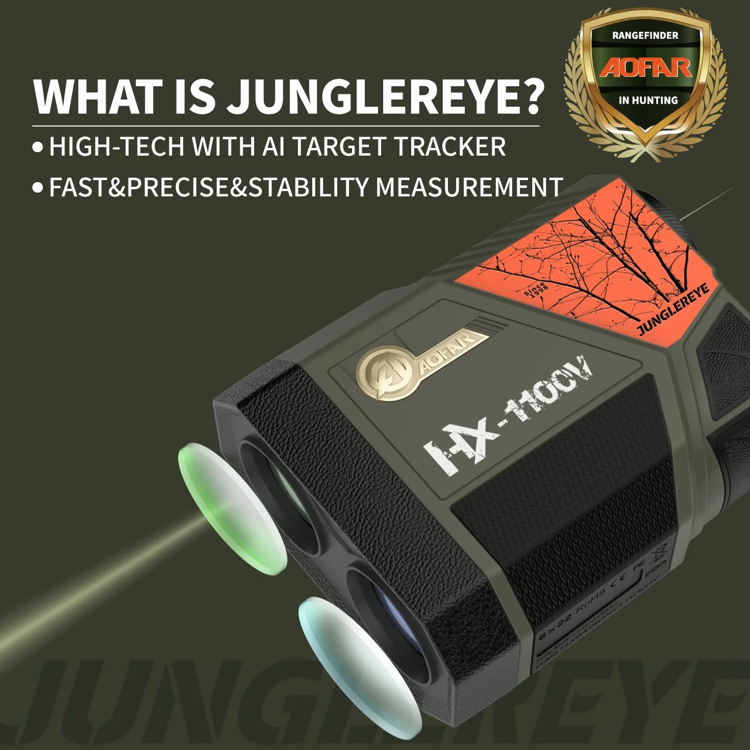 AOFAR HX-1100V Entfernungsmesser Jagd, Bogenschießen, 1100 Yards mit Winkel und horizontale Entfernung, Hohe Präzision, Geschwindigkeit Scan-Modus,6X, kostenlose Batterie, Tragetasche