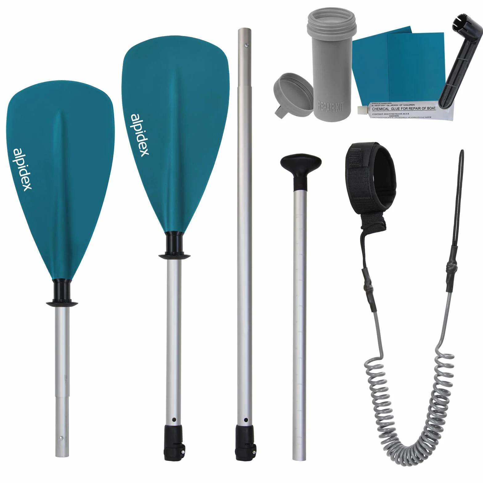 ALPIDEX Stand Up Paddle Set SUP 320 x 76 x 15 cm max. belastbar bis 200 kg Aufblasbar Stabil Leicht Komplett Set Tragetasche Paddel Finnen Luftpumpe Leash Repair Kit