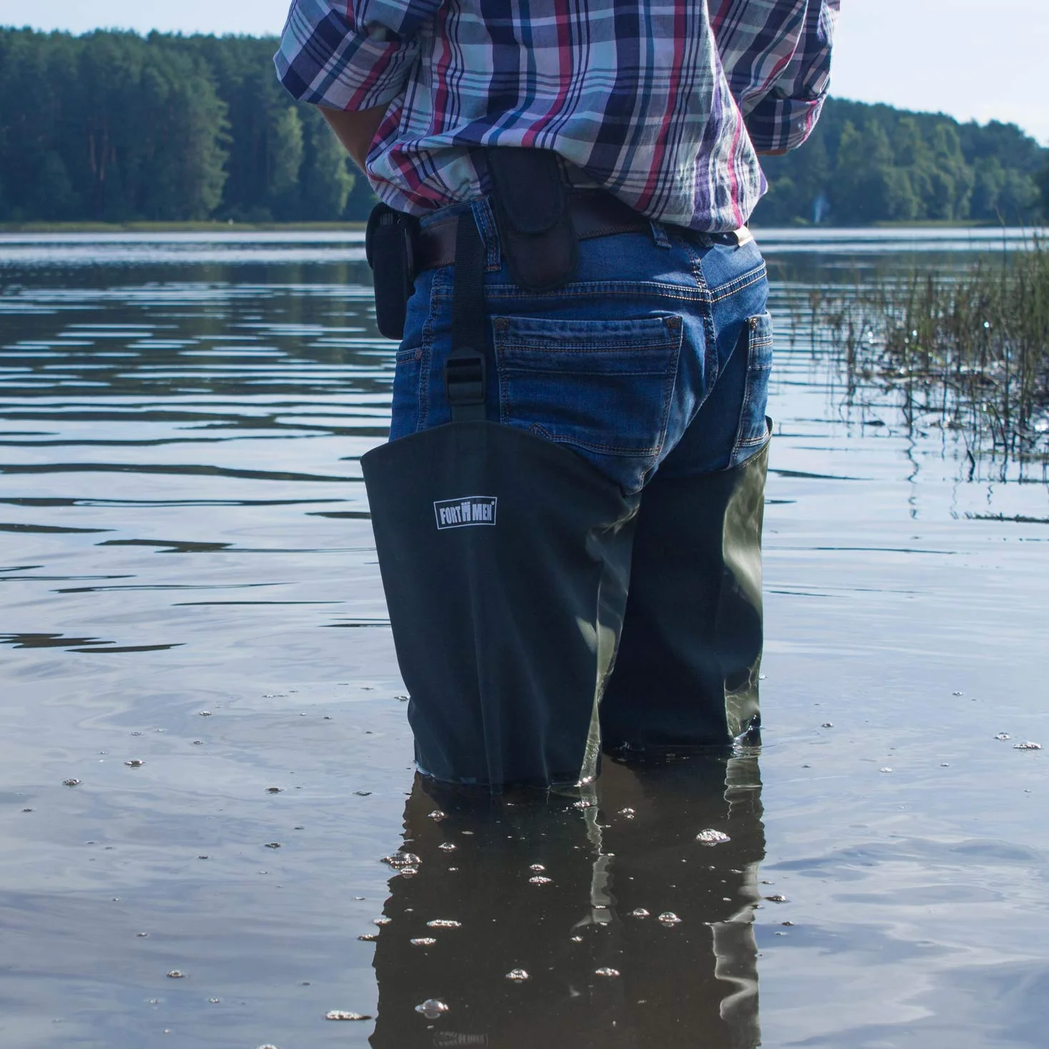 Watstiefel Herren Anglerhose mit Stiefel wasserdichte Wathose Größe Gr. 38-47 Lange Watthosen Gummistiefel Fishing Boots Angel