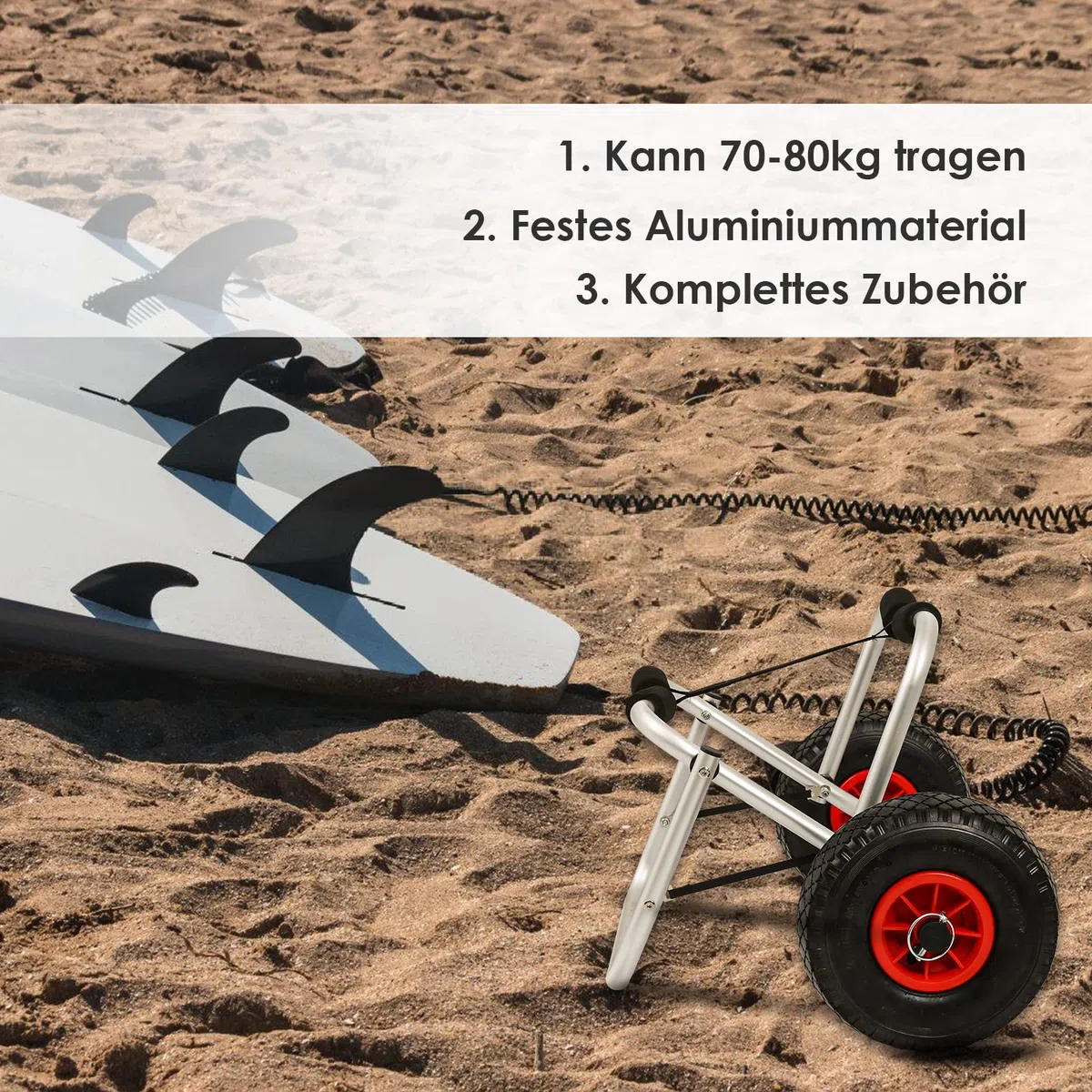 Kajakwagen bis 80 kg Faltbarer Spannriemen Aluminium Bootstrailer Kanuwagen Transportwagen Surfwagen