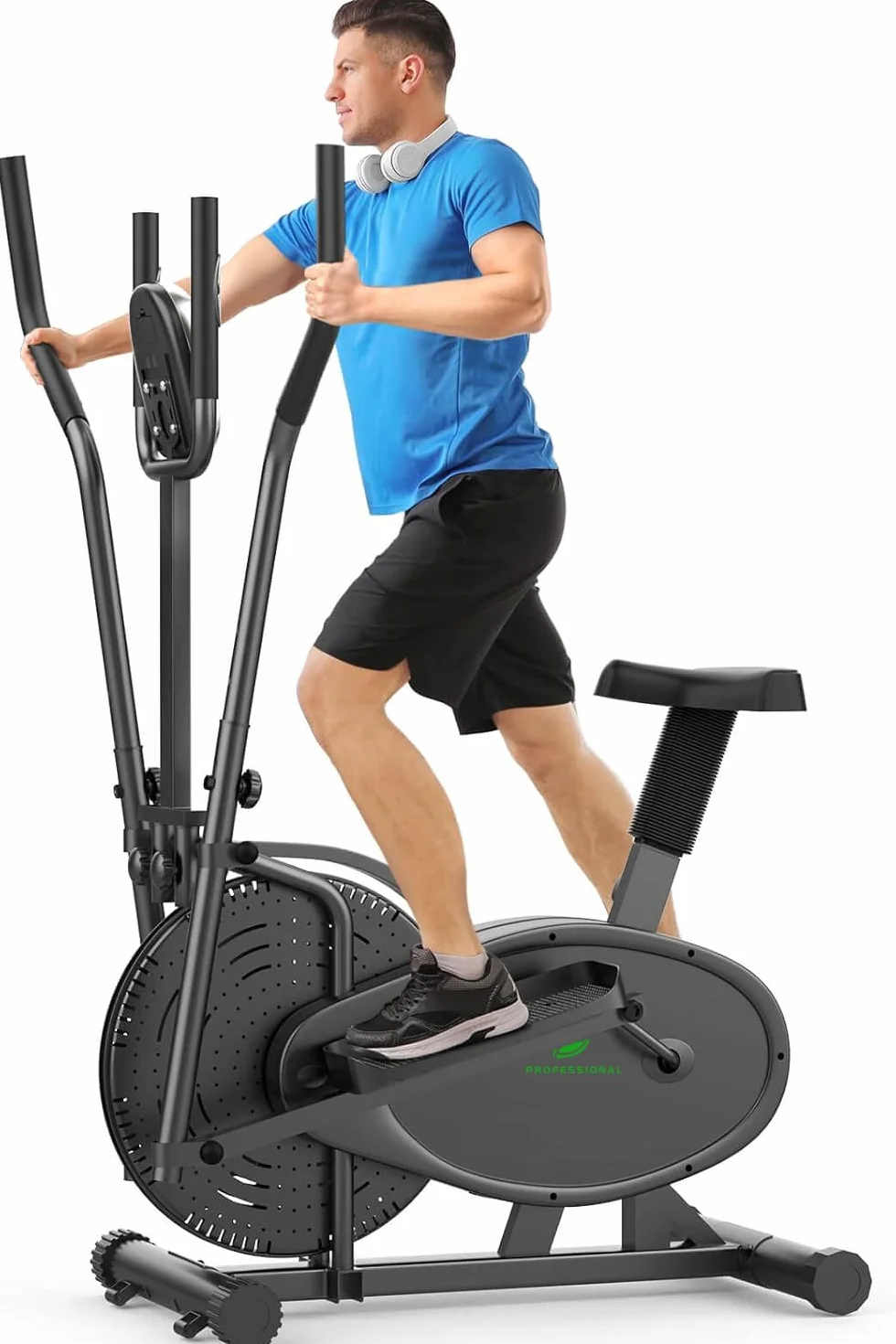 Cross Trainer für zu Hause Neezee Crosstrainer Pro 2-in-1 Ellipsentrainer mit magnetischem Widerstand, Sitz, intelligentem LCD-Display, einfacher Aufbewahrung, Transportrollen bis zu 120 kg