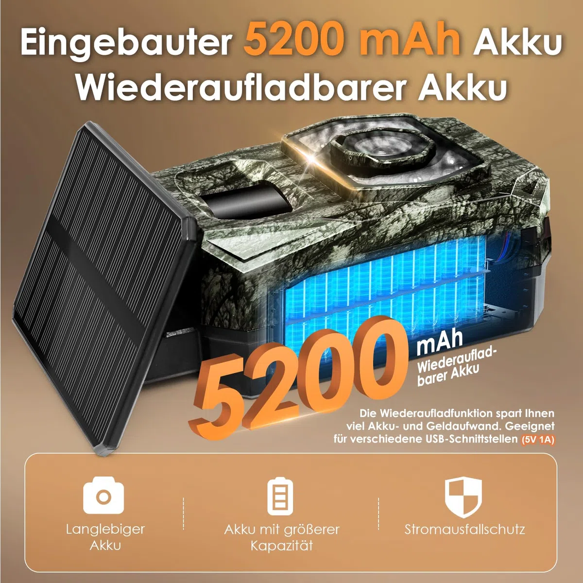 Wildkamera WLAN mit Handyübertragung App, 4K 64MP Solar Akku 5200mAh Bewegungsmelder Nachtsicht 0,1s Auslösezeit Bluetooth IP66