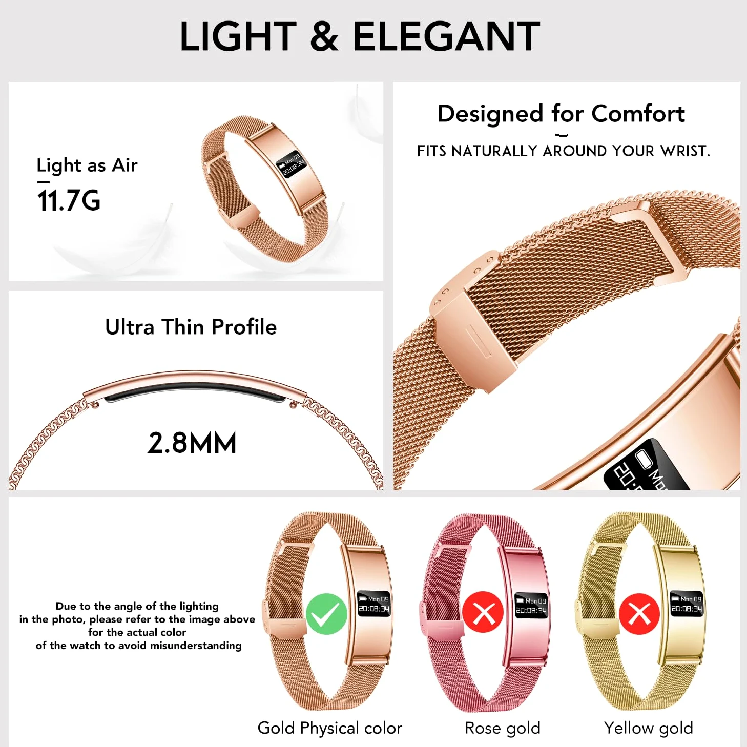 Smartwatch Damen Fitness Tracker Armband: Schrittzähler Damenuhr Fitnessuhr Smart Watch mit Herzfrequenz HRV SpO2 Schlaf Monitor Sportmodi 5ATM Wasserdicht Leicht Slim Digital band für iOS Android