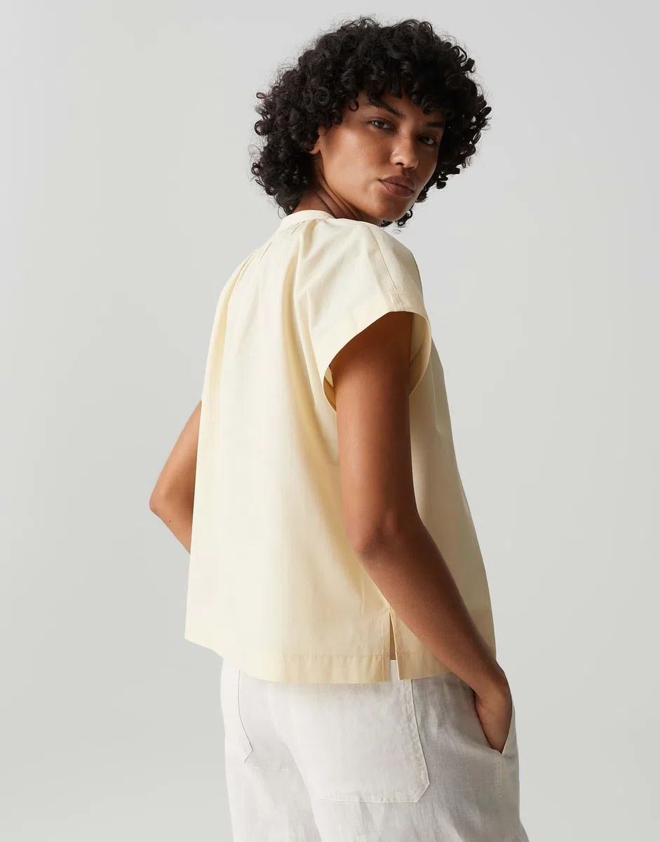 OPUS Damen Kurzarmbluse | Shirtbluse aus leichtem Cotton Voile Regular Fit