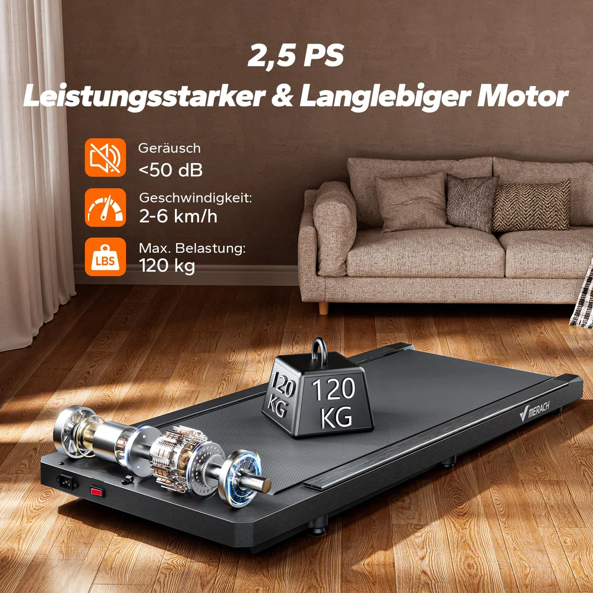 MERACH Walking Pad, 3-in-1 Laufband für Zuhause, Laufband Schreibtisch, Fernbedienung & App Steuerung, LED-Anzeige, 2.5PS Leiser Motor, Leicht & Kompakt Mini laufband für Zuhause & Büro