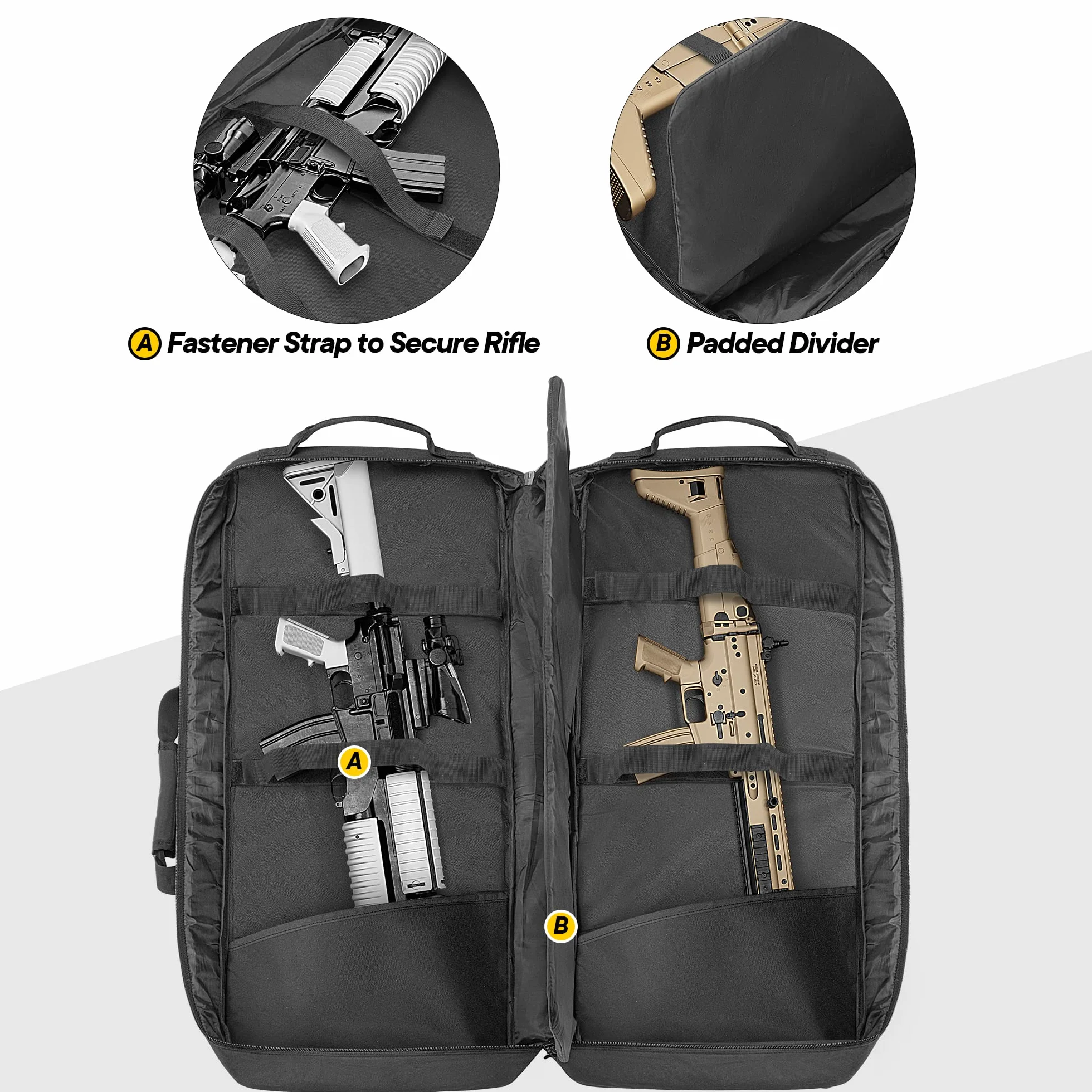 DSLEAF Gewehrtasche für 71 cm Gewehr, gepolsterter Gewehrrucksack mit abschließbaren Reißverschlüssen und Taschen für Zubehör, Taktische Gewehrtasche mit kurzem Lauf, perfekt zum Schießen und Jagen