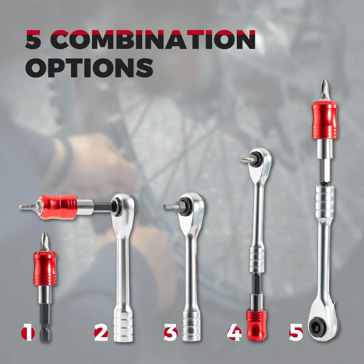ROCKBROS 10-in-1 Fahrrad-Multitool mit Ratsche und Reifenhebern, Kompakt & Leicht, Reparaturwerkzeug für Rennrad, MTB und Unterwegs