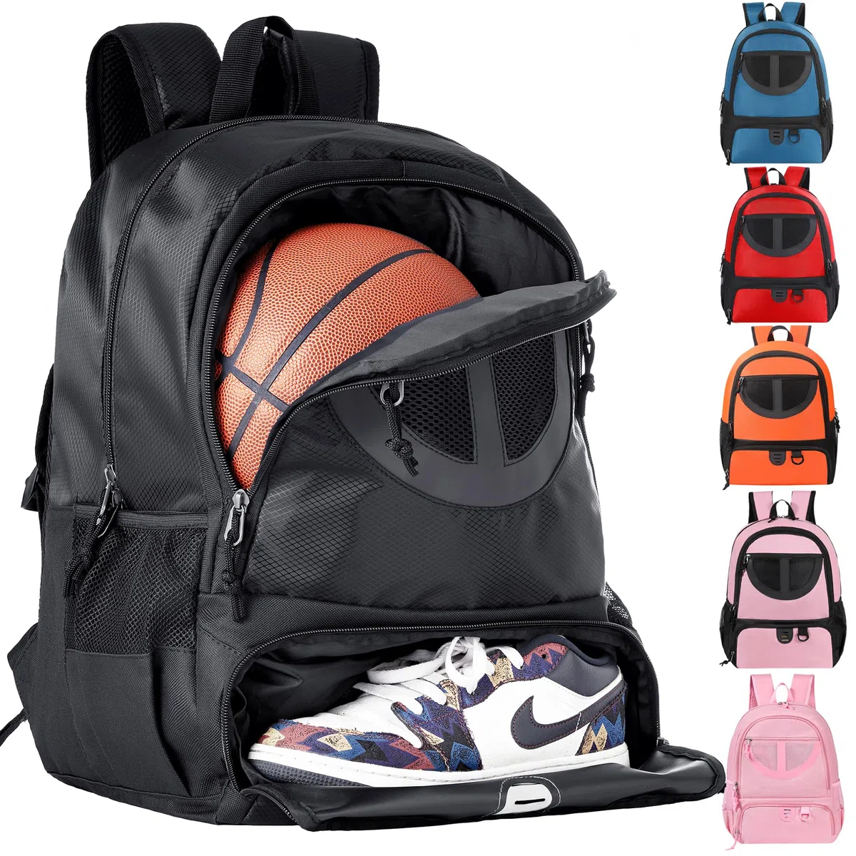 TRAILKICKER Basketballtasche aus Netzstoff, für Sport, Volleyball, Fußball, mit Ball- und Schuhfach, für Jungen, Mädchen, Herren, Damen, Ballausrüstung, Tasche, alle Sportstätten