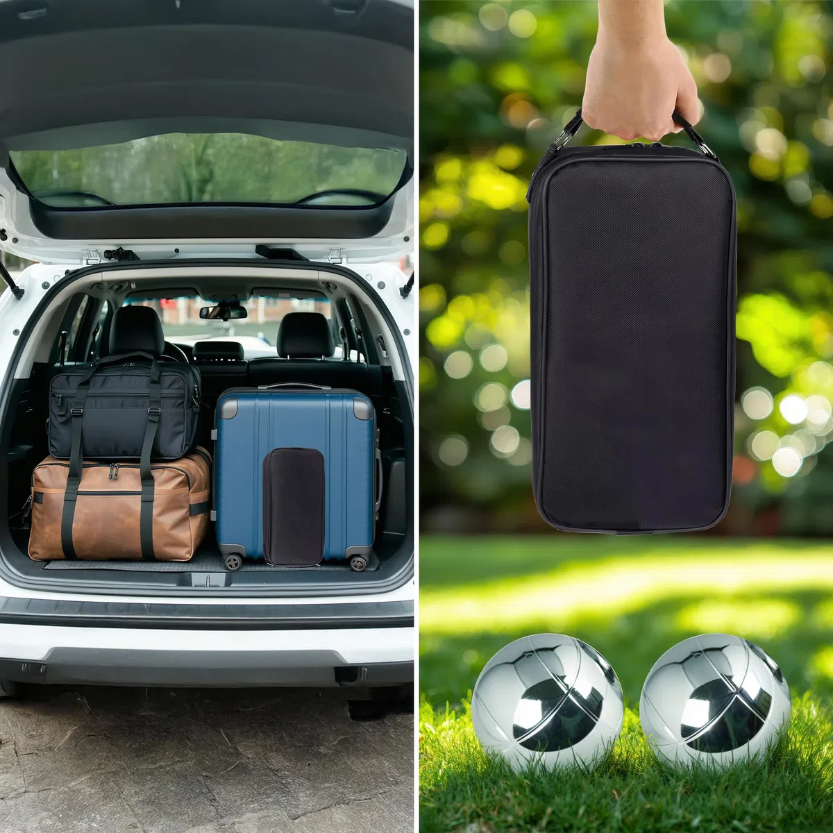 Homewit Boule Set mit 8 Metall Kugeln, Profi Boccia Kugeln mit Tragetasche, Petanque Set für Erwachsene, Gartenspiel Outdoor für Familie, Strand, Camping & Freizeit