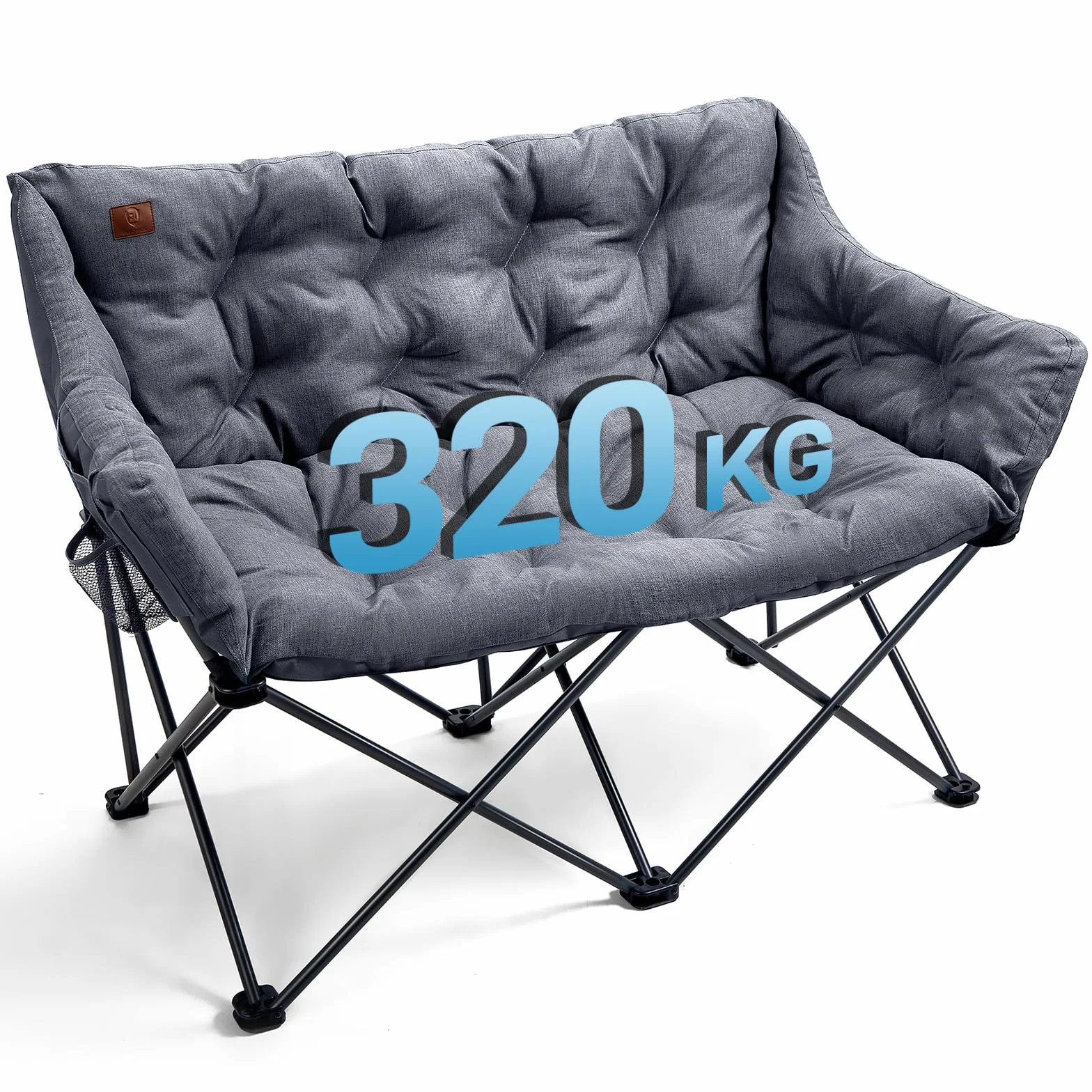 EVER ADVANCED Campingstuhl Faltbar 124CM Breit Campingsofa für 2 Personen Faltsofa 320KG Belastbar, Campingcouch Dick Gepolstert Klappstuhl XXL 2 Sitzer Hohe Lehne für Outdoor Garten Balkon Indoor