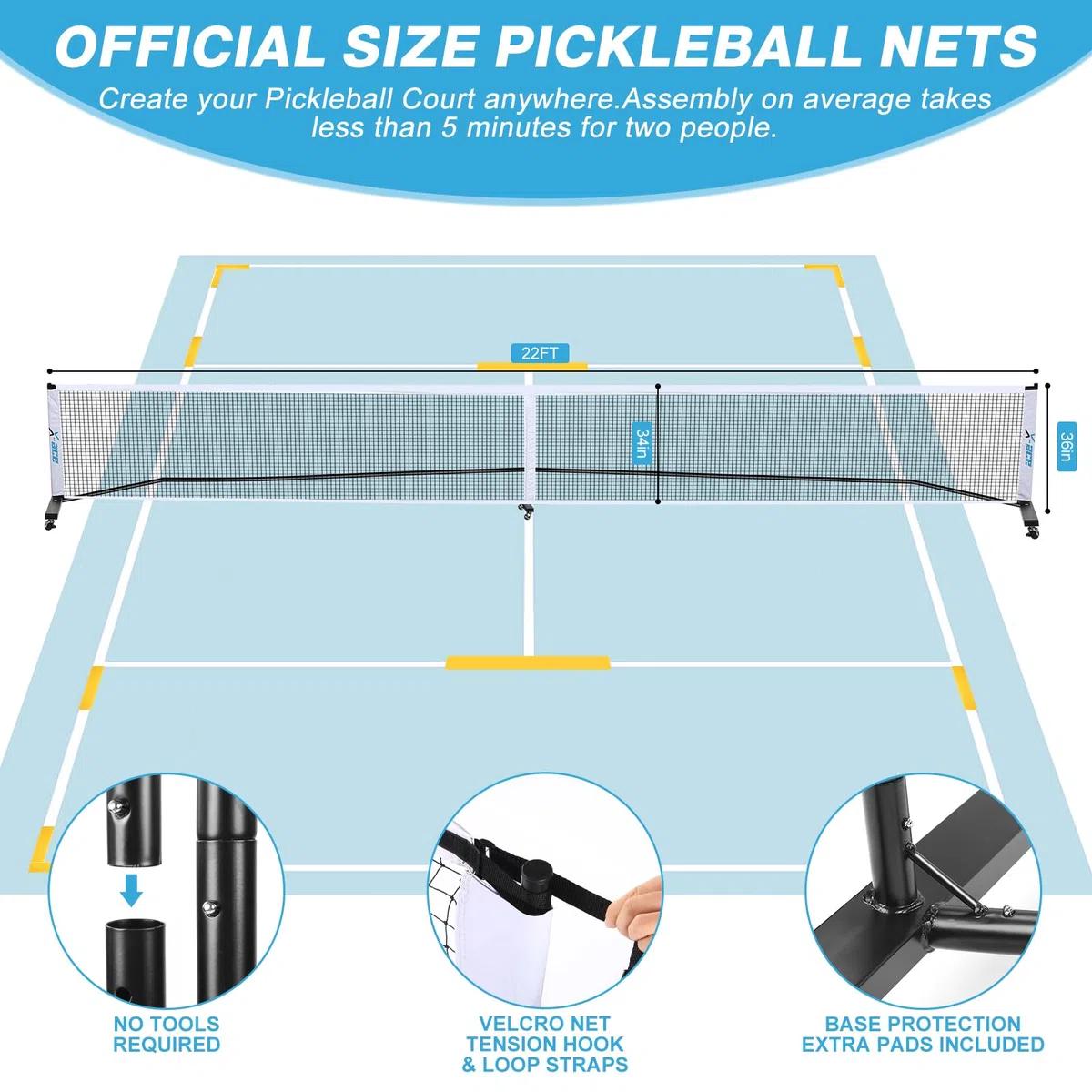 X-ACE 2024 Pickleball Netz - Offizielle 22FT Regulierungsgöße für den Außen- und Innenbereich, inklusive langlebiger Tragetasche…