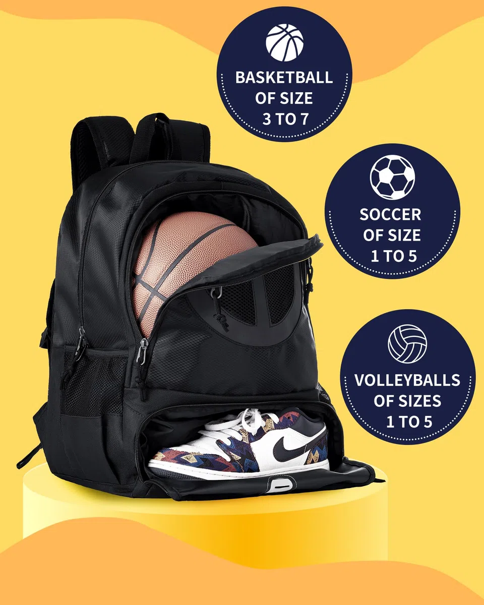 TRAILKICKER Basketballtasche aus Netzstoff, für Sport, Volleyball, Fußball, mit Ball- und Schuhfach, für Jungen, Mädchen, Herren, Damen, Ballausrüstung, Tasche, alle Sportstätten