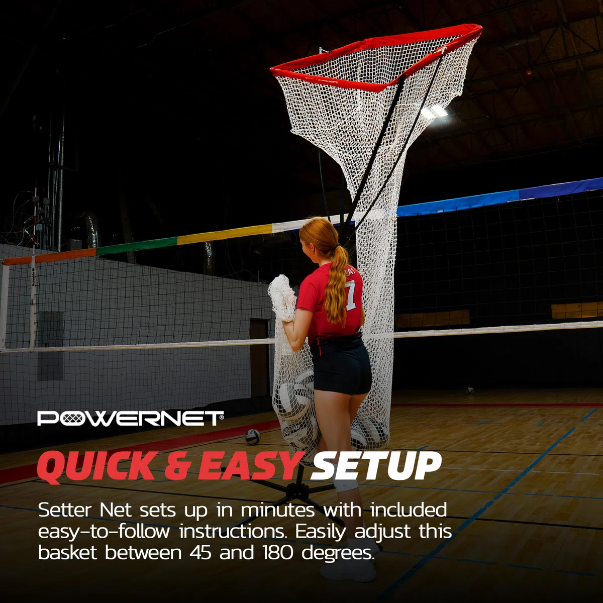PowerNet Volleyball-Setter-Trainer-Netz, höhenverstellbar, ideal für Innen- und Außenübungen.